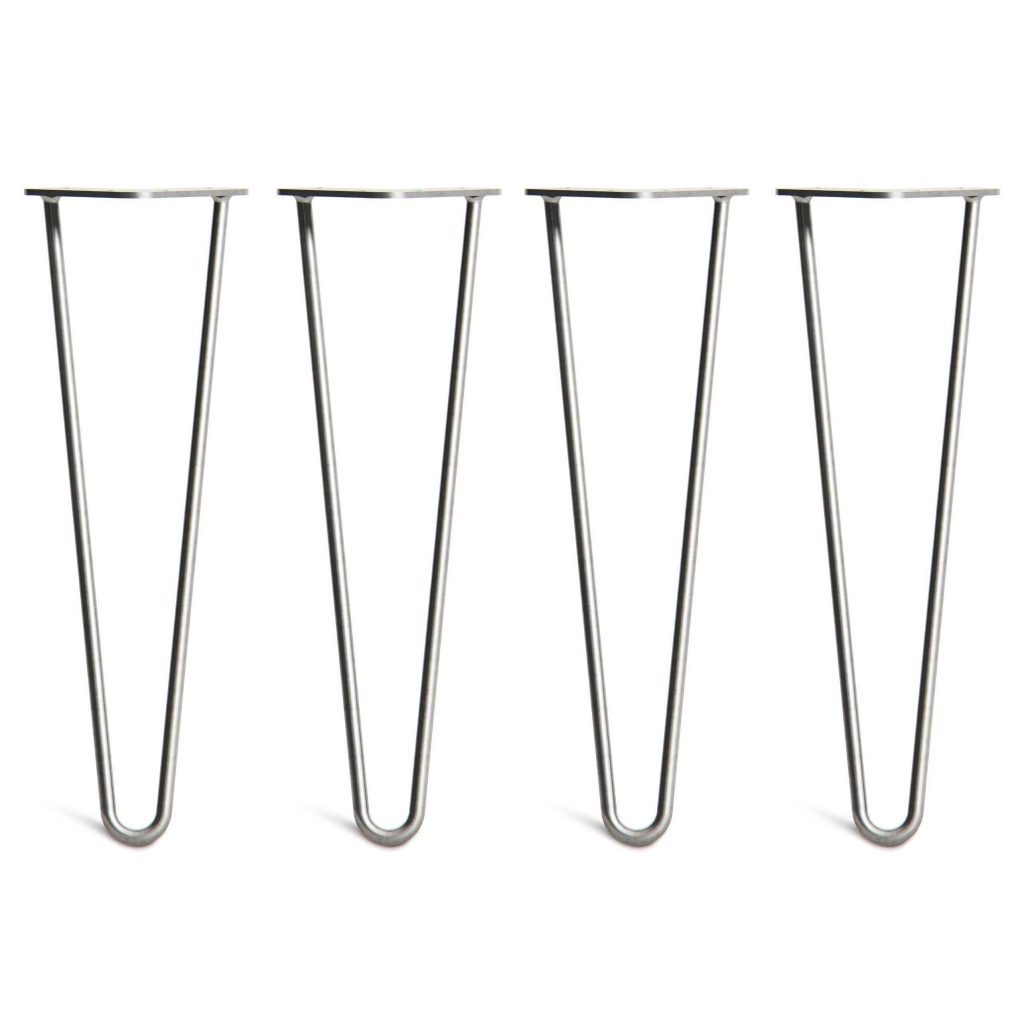 Hairpin Bench Legs Steel Silver 40cm 3 Rod Design 12mm