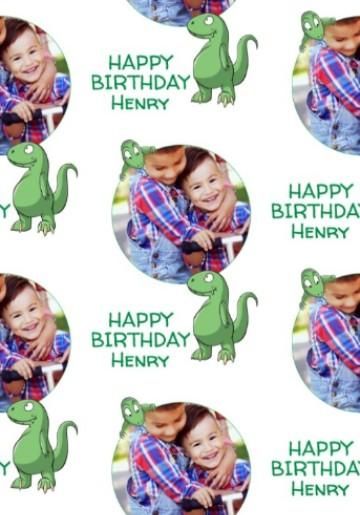 personalised-birthday-wishes-for-someone-roarsome-dinosaur-photo-upload-wrapping-paper