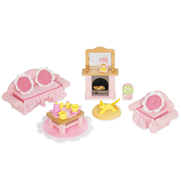 ME058-Daisylane-Sitting-Room-Fireplace-Coffee-Set-Coach-Mat-Doll-House-Accessories