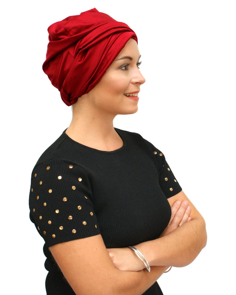red-chemo-turban-hat-side-1