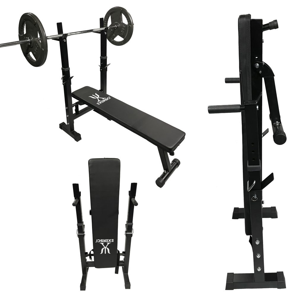 Exersci Foldable Bench with Rack and Dip Bars INYDY
