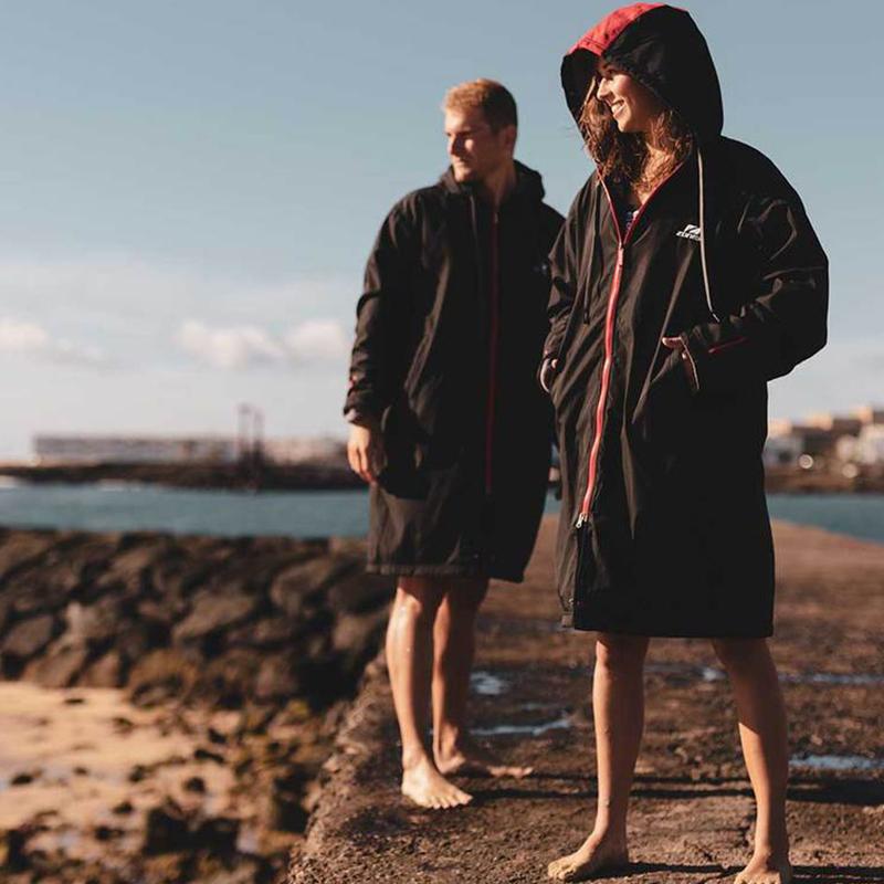 zone3-polar-fleece-parka-robe-jacket-black-grey-3