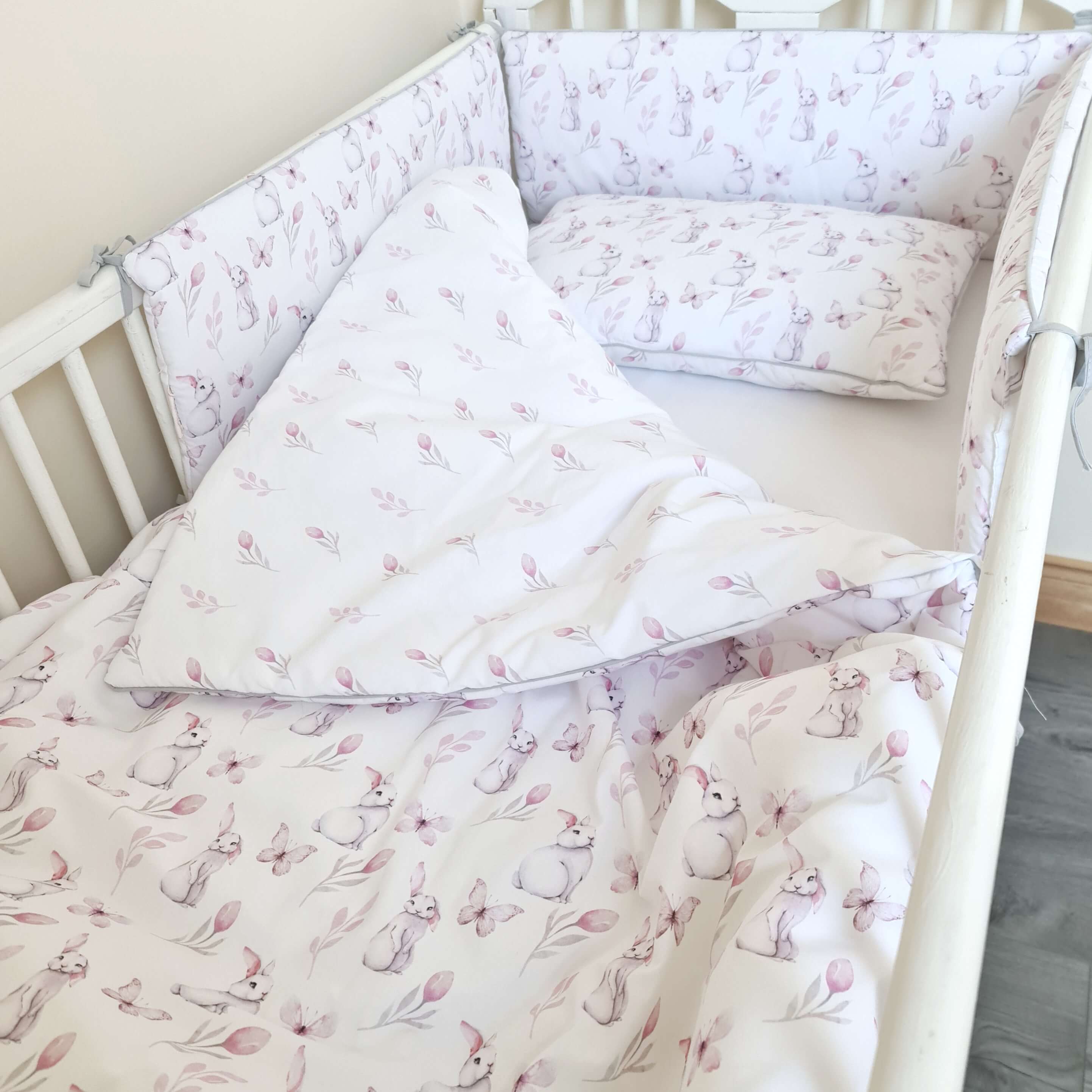 toddlerbeddingsetduvet_pillowandcotbumperbunniesprintinpink