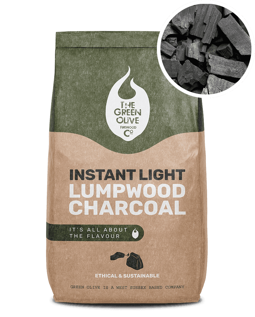 Instant Light Lumpwood Charcoal Natural Charcoals Green Olive Firewood INYDY