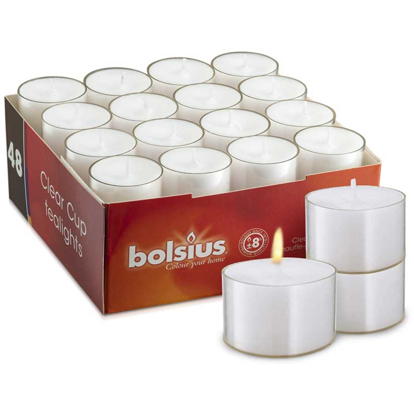 Bolsius 8 Hour Clear Cup Tea Lights (Case 288) The Covent Garden Candle Co Ltd INYDY