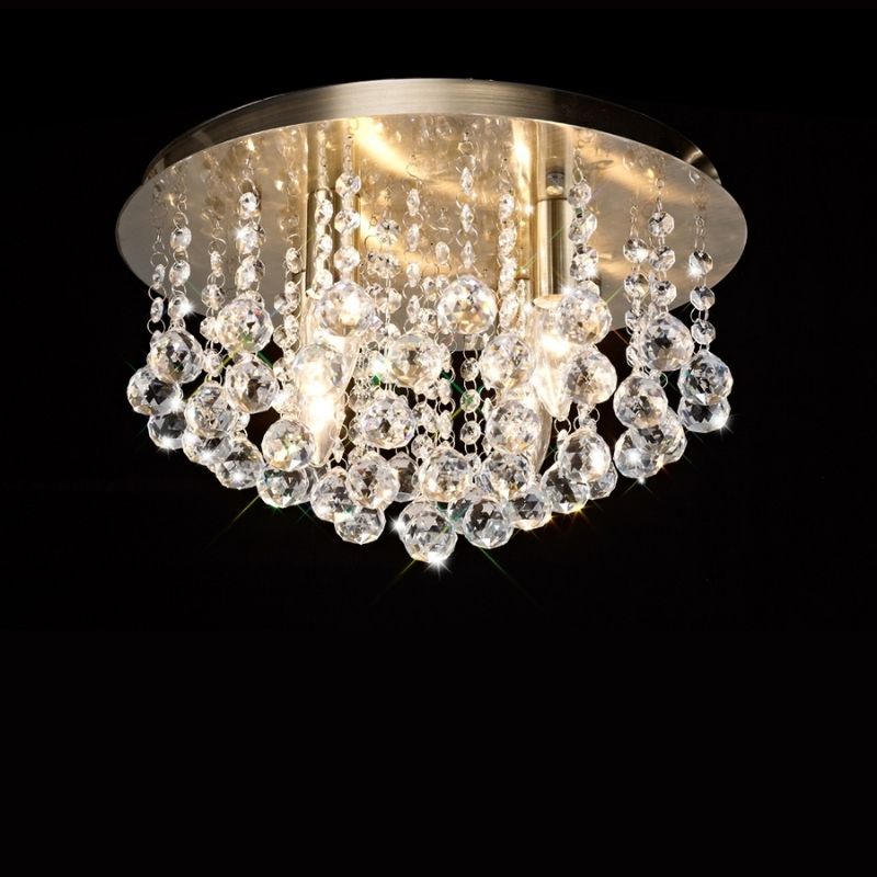 DecoD0187Acton4LightFlushCeilingFiitinginAntiqueBrassFinishandSphereCrystal