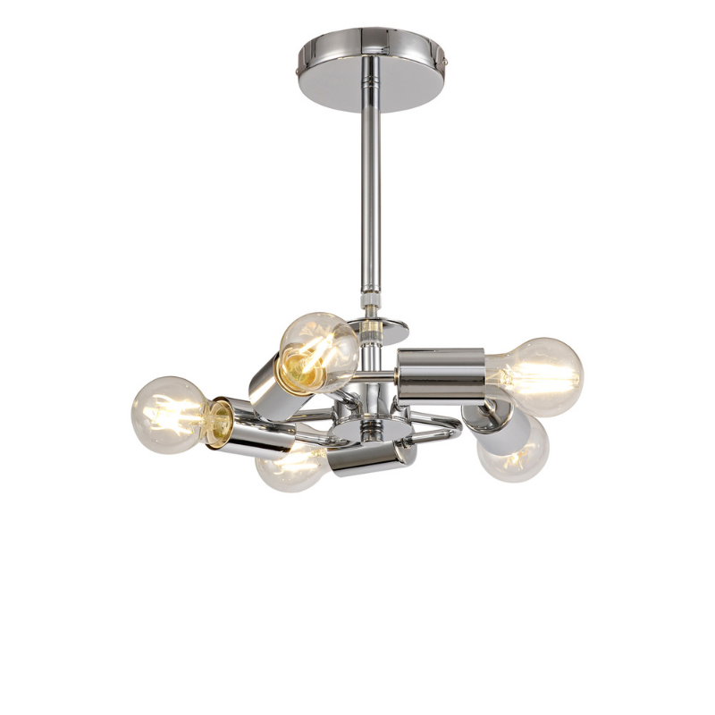 DecoDK0465Baymont5LightSemiFlushinPolishedChromeFinishwith60cmFauxSilkFabricShade_BlackandGreenOlive1