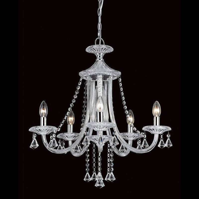 ImpexLightingCalgary5LightChandelierwithClearCrystalsandFinishedinChromeCF112151-05-CH