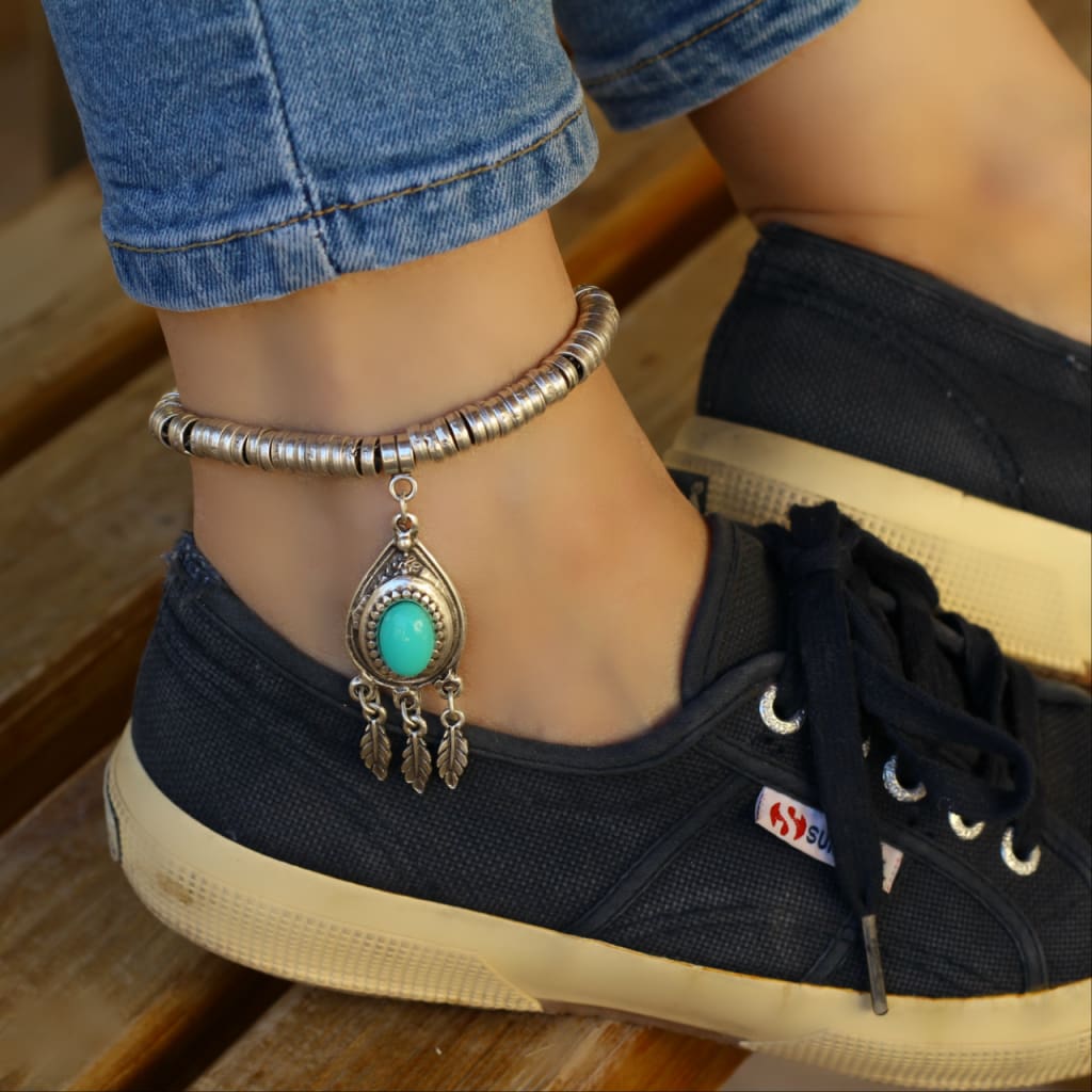 ezavision-turquoise-bead-ankle-bracelet-adjustable-antique-silver-badge-3-for-2-anklet-149