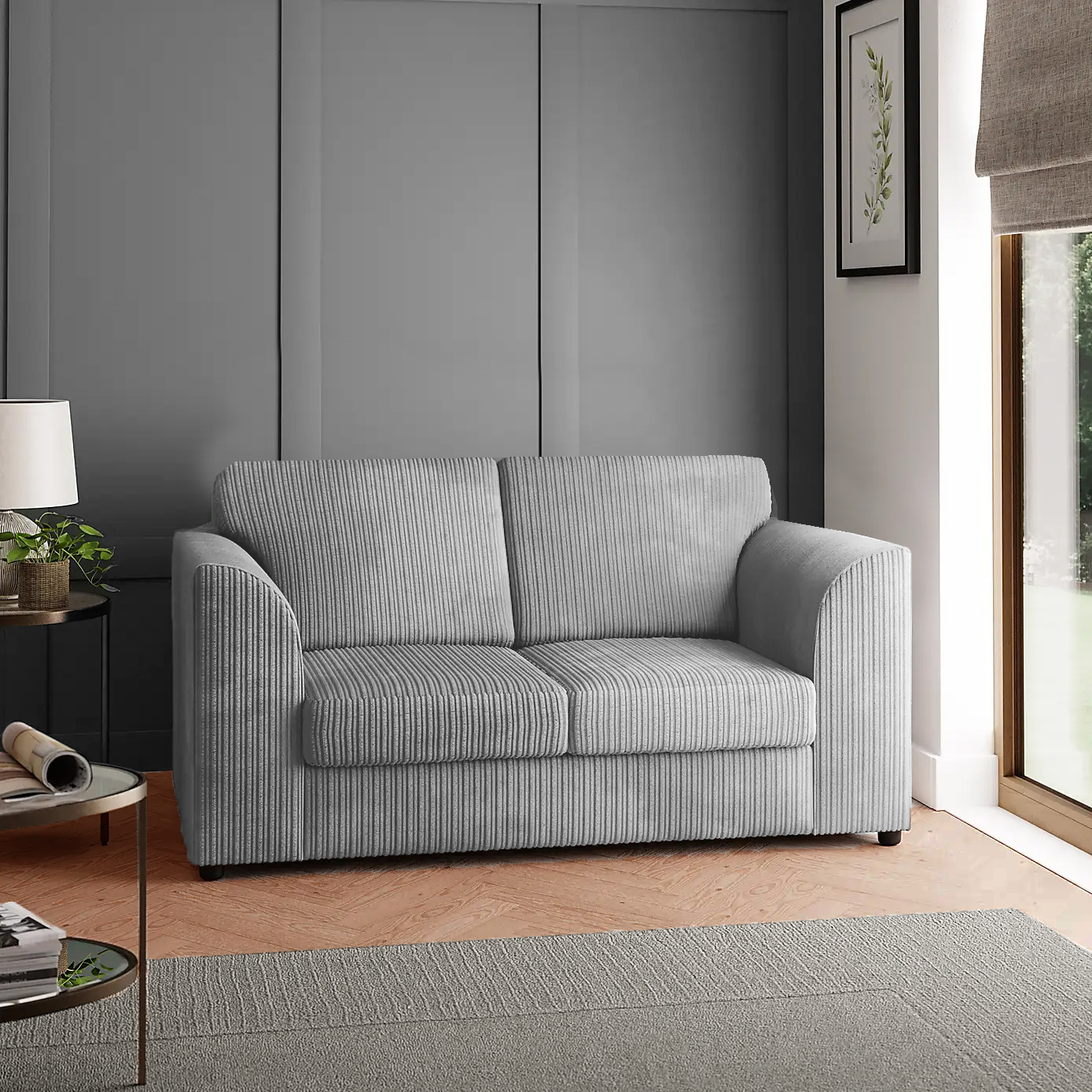 Oxford Full Jumbo Cord 2 Seater Fullback Silver The Online Sofa