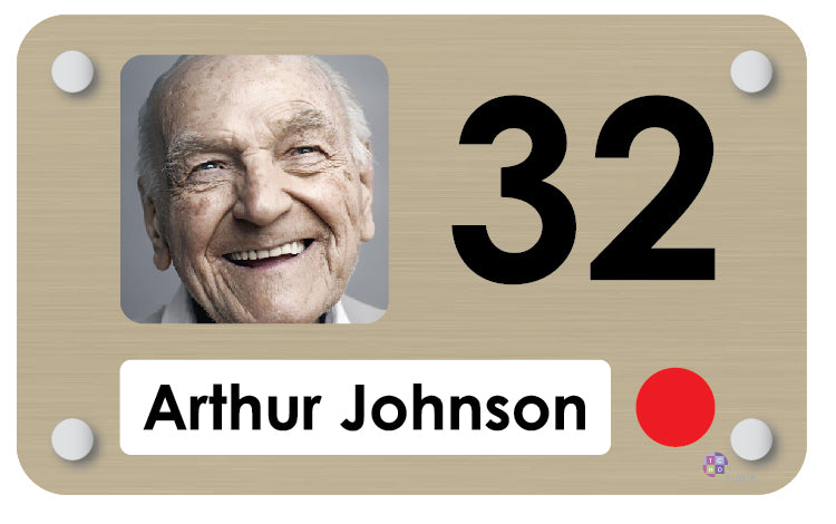 BrushedGoldResidentialDementiaCareHomeInterchangeablePersonalisedBedroomSigns