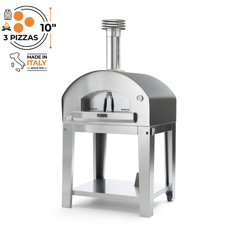 Fontana-Forni-Mangiafuoco-Gas-and-Wood-Hybrid-Pizza-Oven-Anthracite-including-Trolley