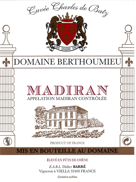 Half Bottle Domaine Berthoumieu Madiran “Cuvee Charles de Batz” (375 ml)