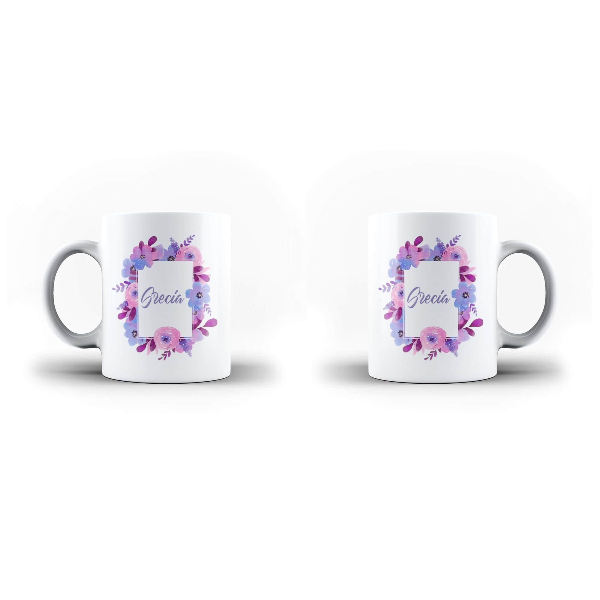 Personalised Name Initial Watercolor Floral Background – Personalised Mug, Magic Mug – Ai Printing