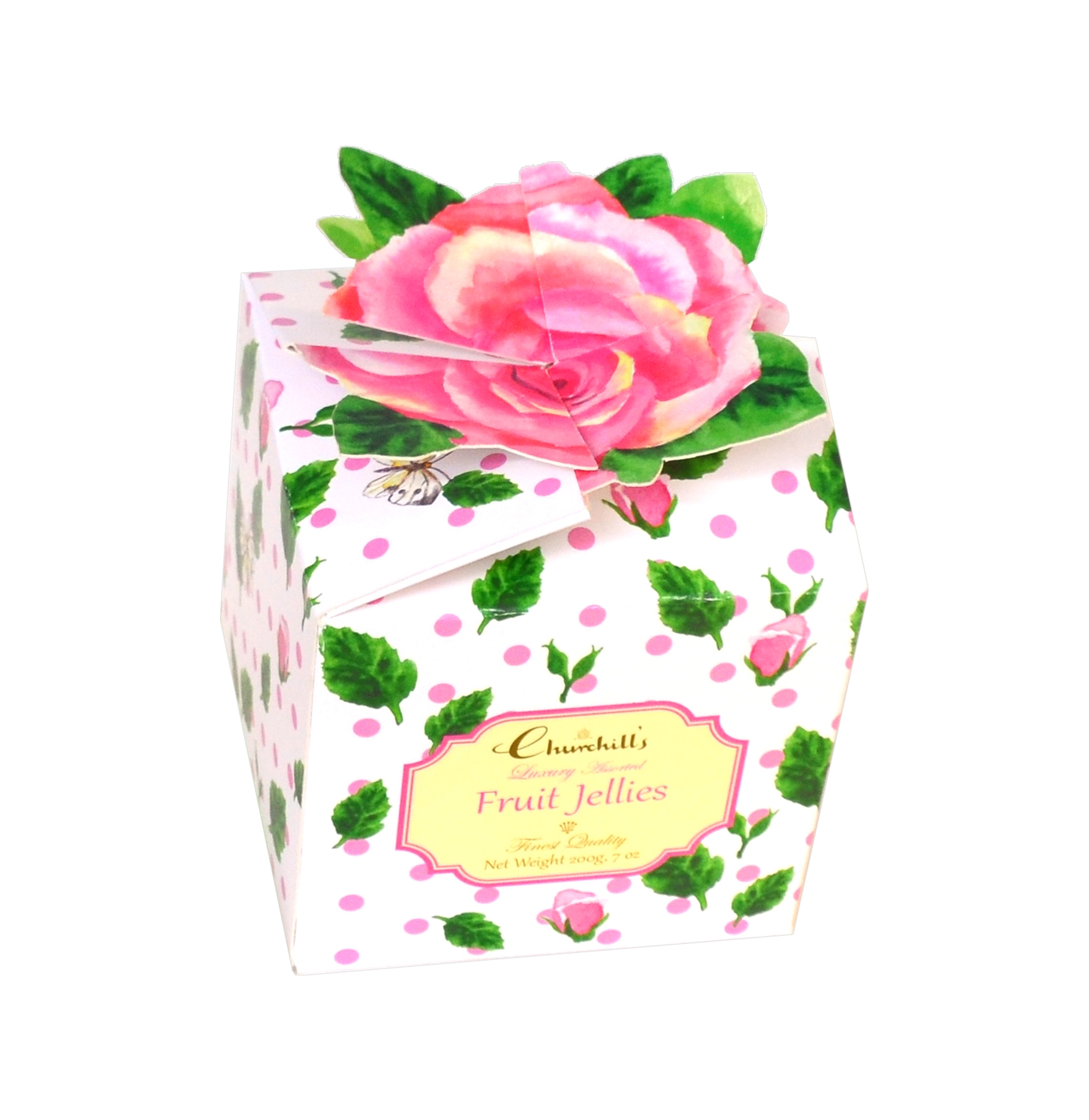 Rose Box Pink – 200g Luxury Fruit Jellies – Churchills Confectionary