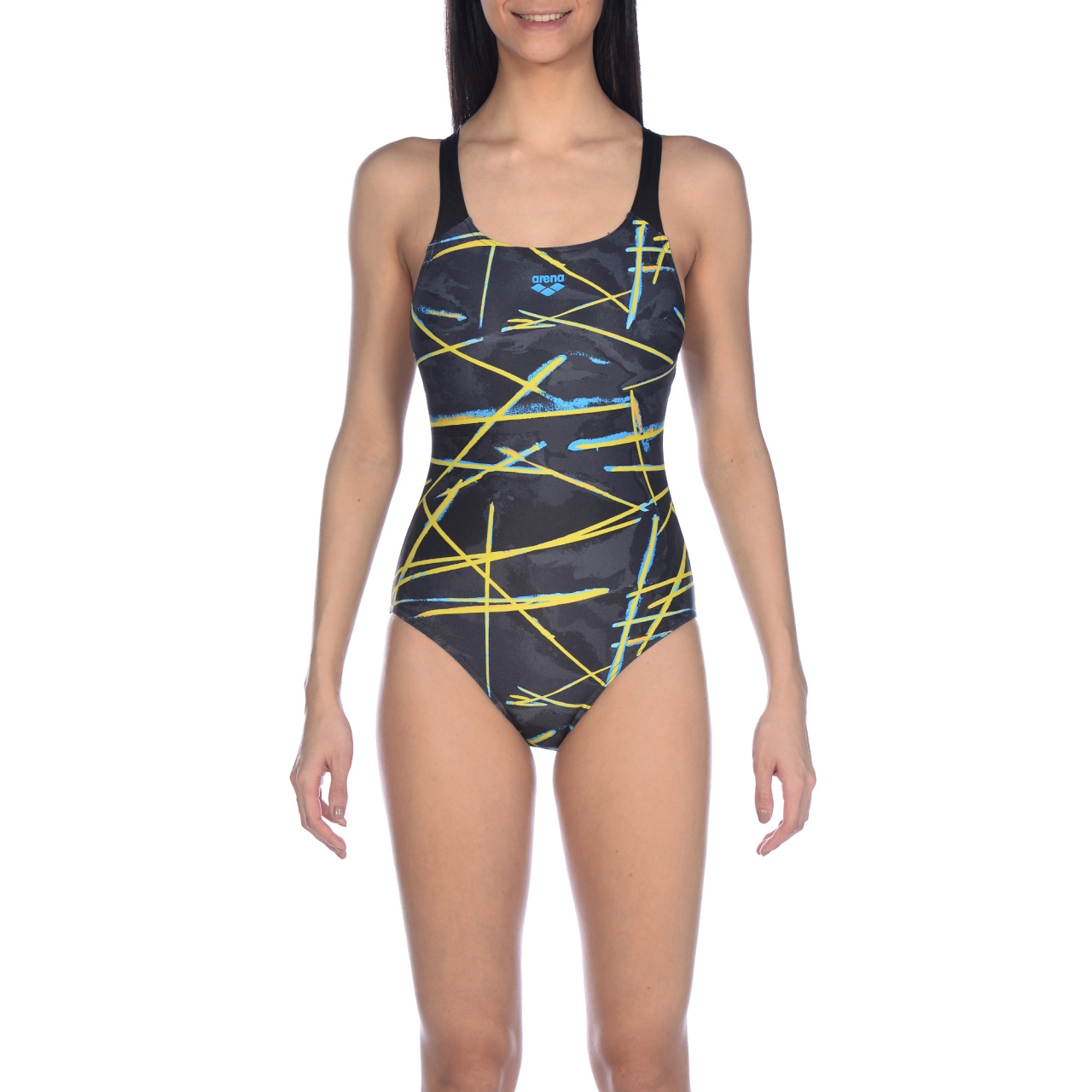 Womens Light Beams Swimsuit 38″ Black-Multi – Arena