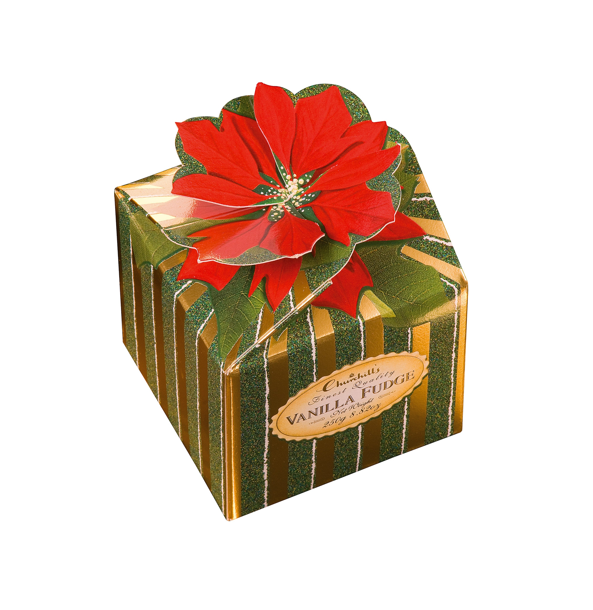 Poinsettia Box Vanilla Fudge – 250g Vanilla Fudge – Churchills Confectionary