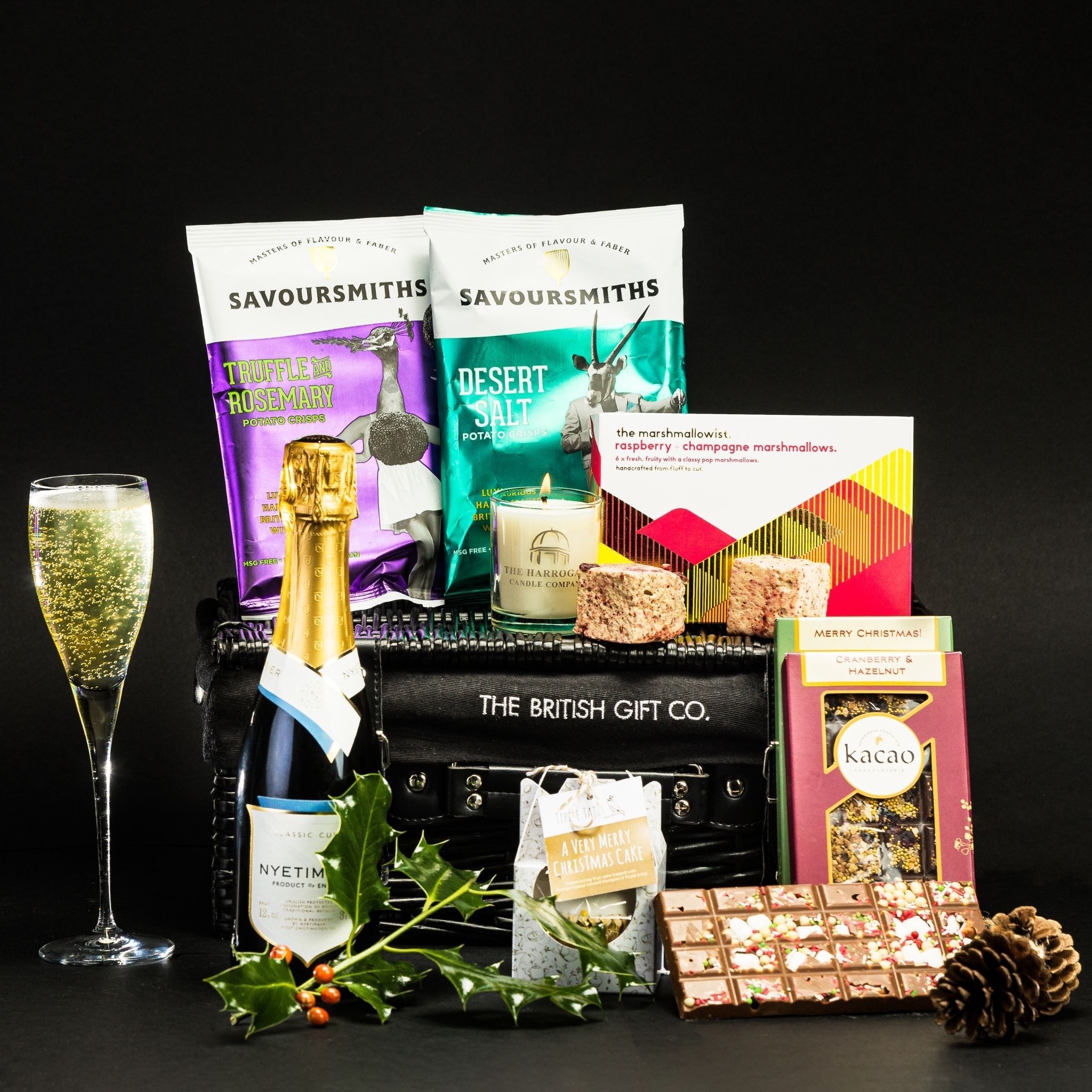 Luxury Christmas Hamper with Chocolate & Sparkling Wine – The British Gift Co.