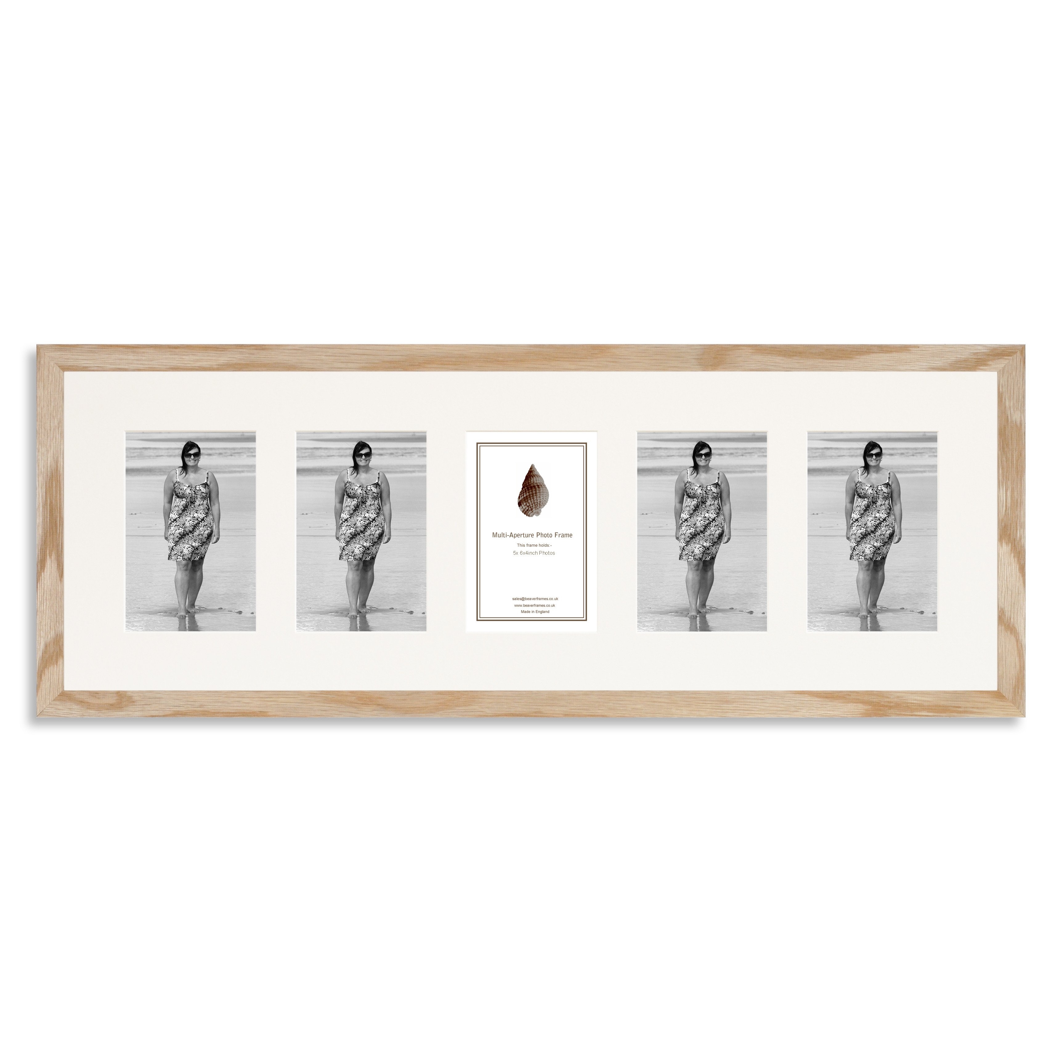 Solid Oak Multi Aperture Photo Frame for five 6×4/4x6inch photos
