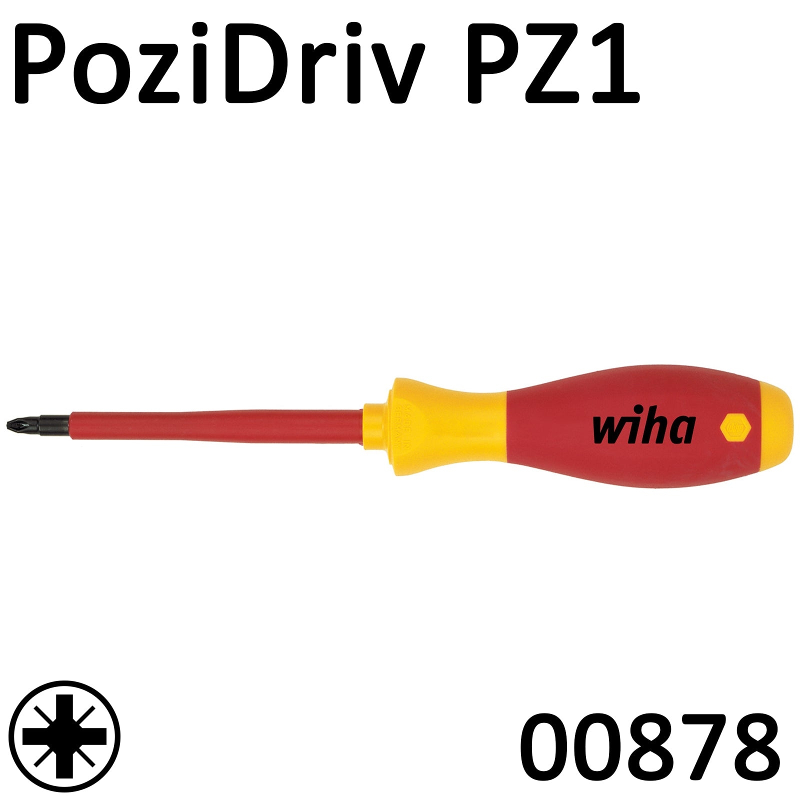 Wiha VDE Screwdriver SoftFinish PoziDriv PZ1 Pozi 00878 – Masterlec