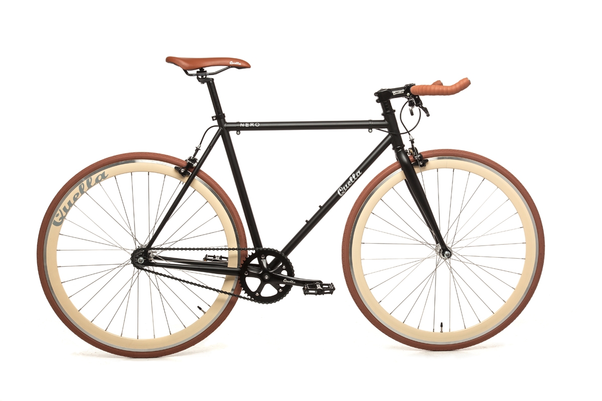 Single Speed Bike – Fixie Bicycle – Cappuccino – Black / Brown / Cream – 58cm ( 5′ 11″ to 6′ 1″ ) – Steel Frame – Quella Bicycles