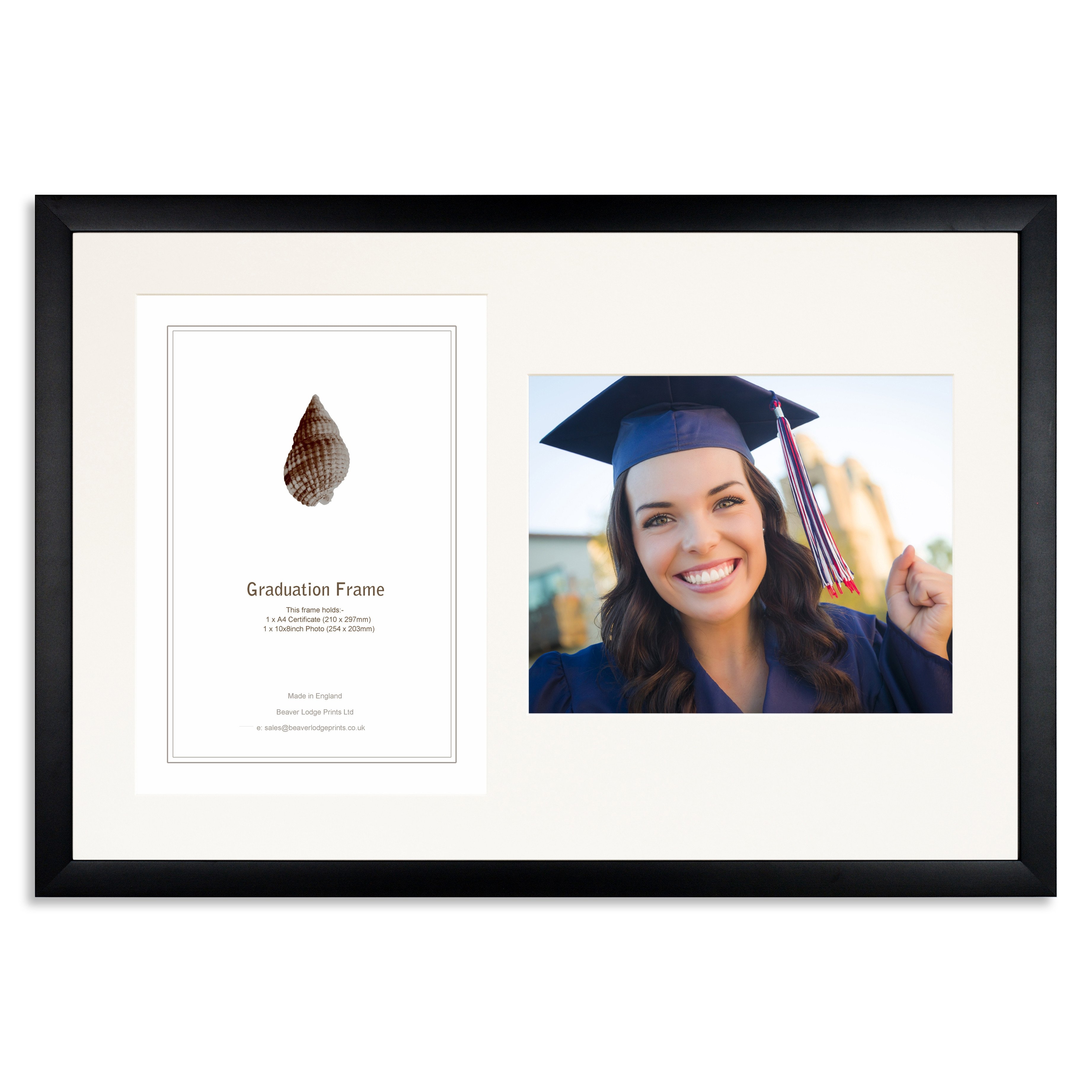 Black Wooden Graduation Frame for A4 Certificate and 10×8/8x10in Photo