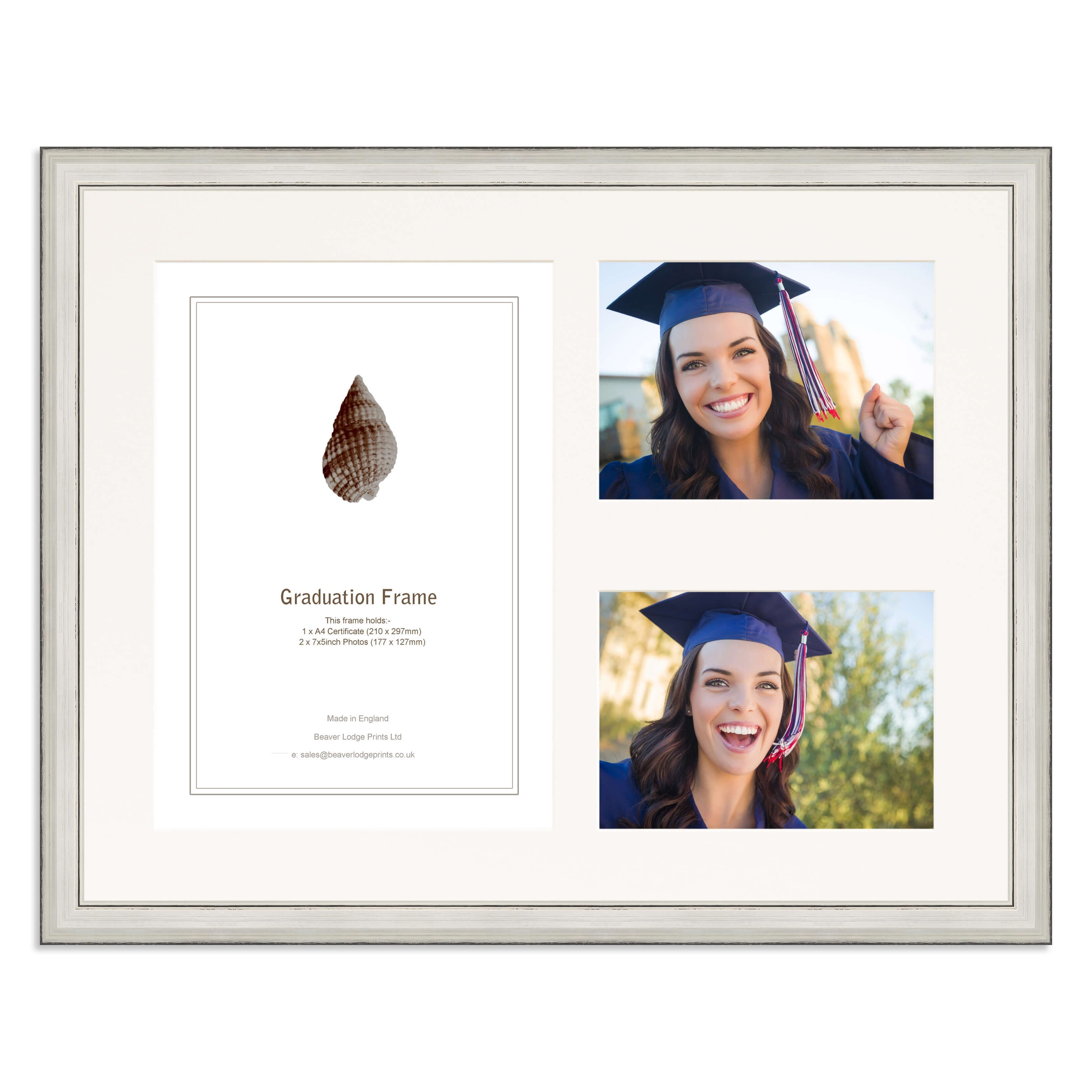 Silver Graduation Frame for A4 Certificate and two 7×5/5x7in Photos