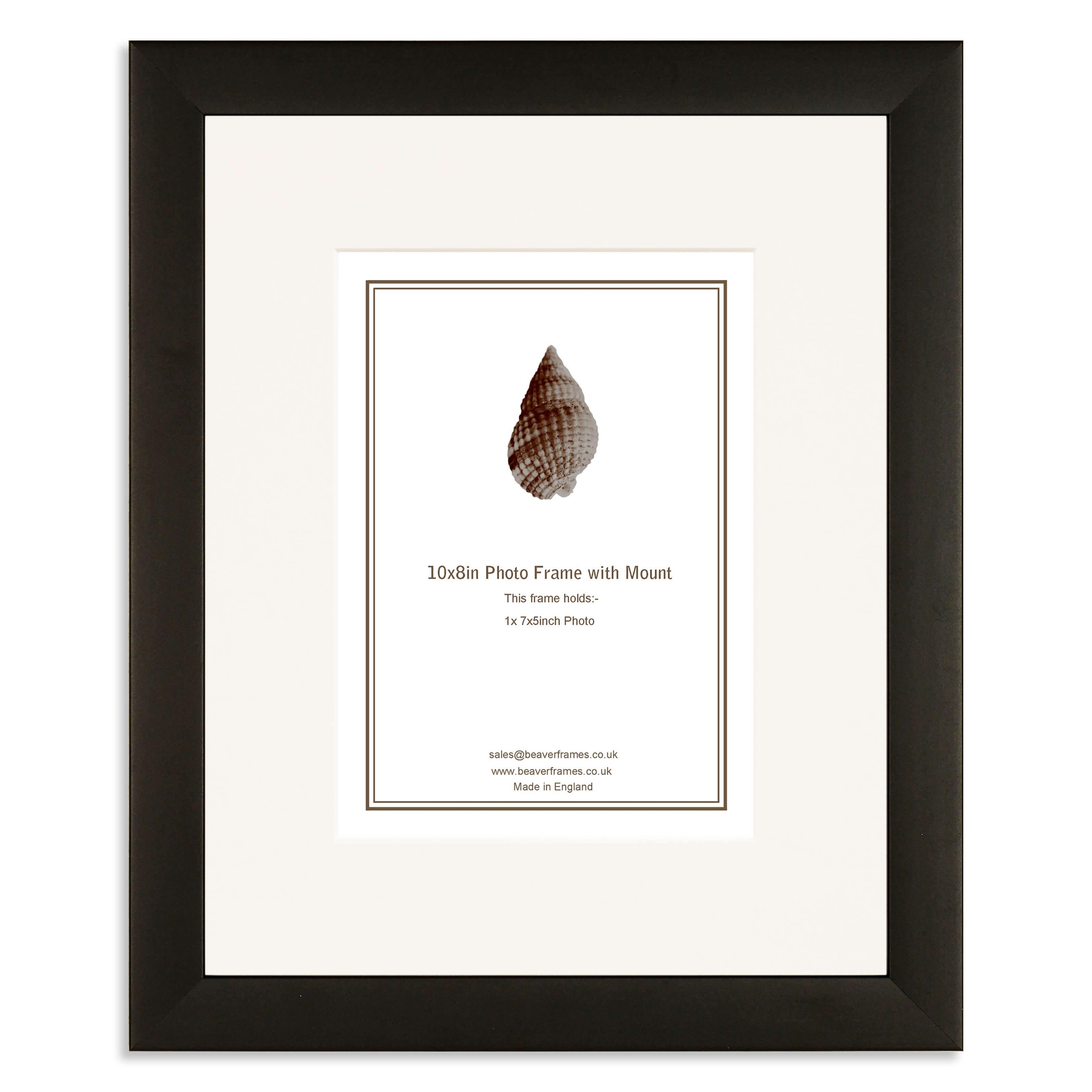 10 x 8inch Black Wooden Photo Frame with mount for a 7×5/5x7in photo