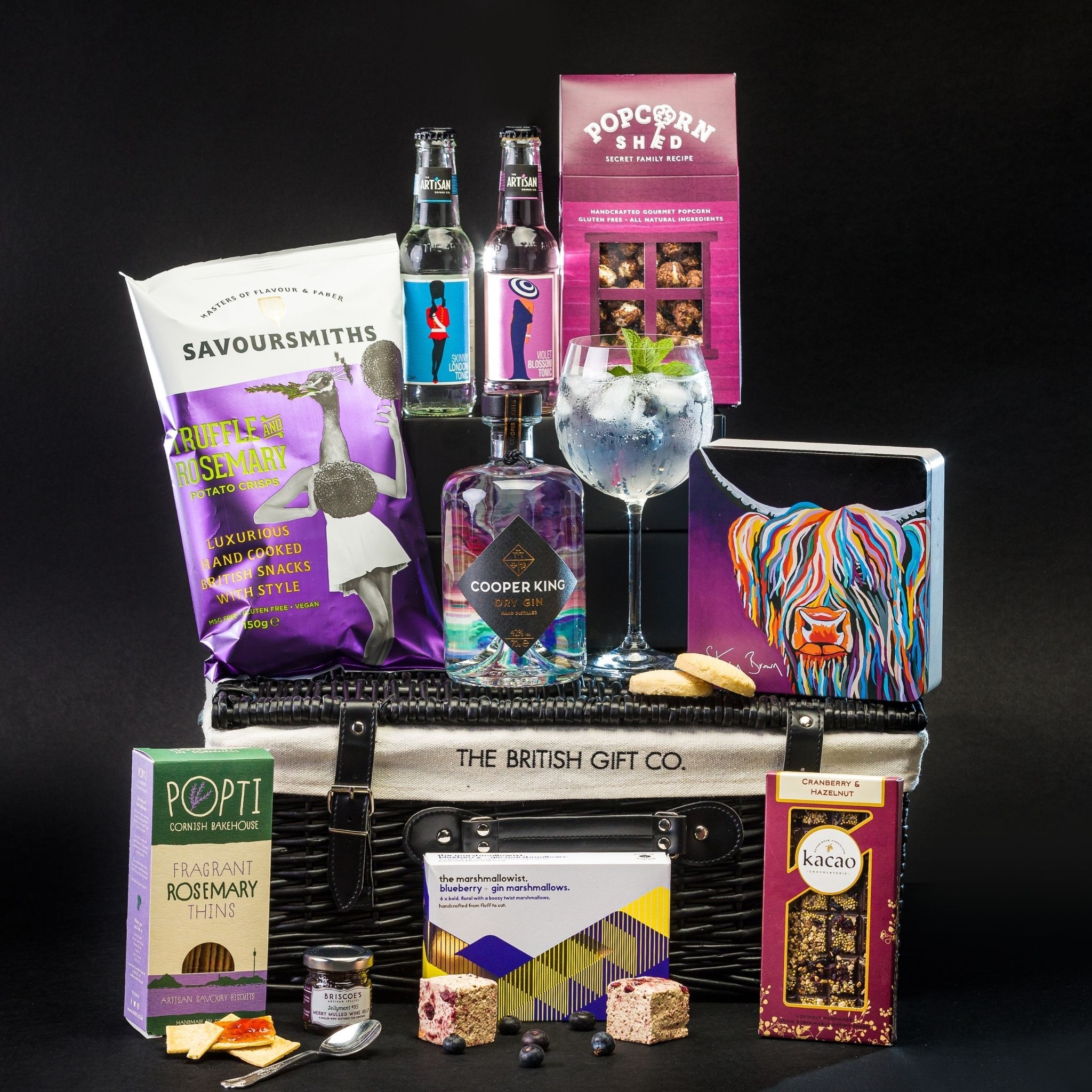 Gin Gift Hamper with Popcorn, Chocolate & Treats for All the Family – The British Gift Co.
