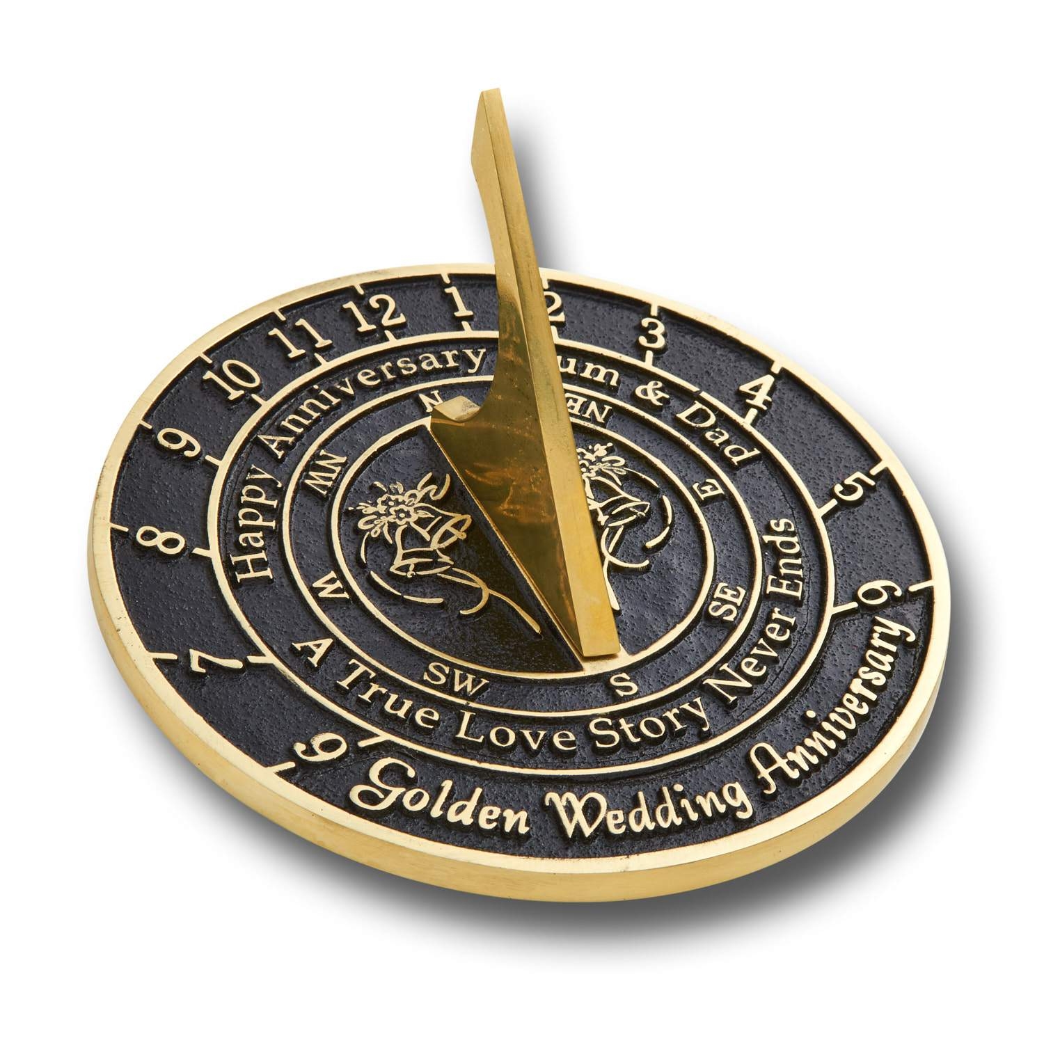 Custom Anniversary Sundial Gift Created In Solid English Brass With Your Message Cast In The Very Metal Itself. – Regular