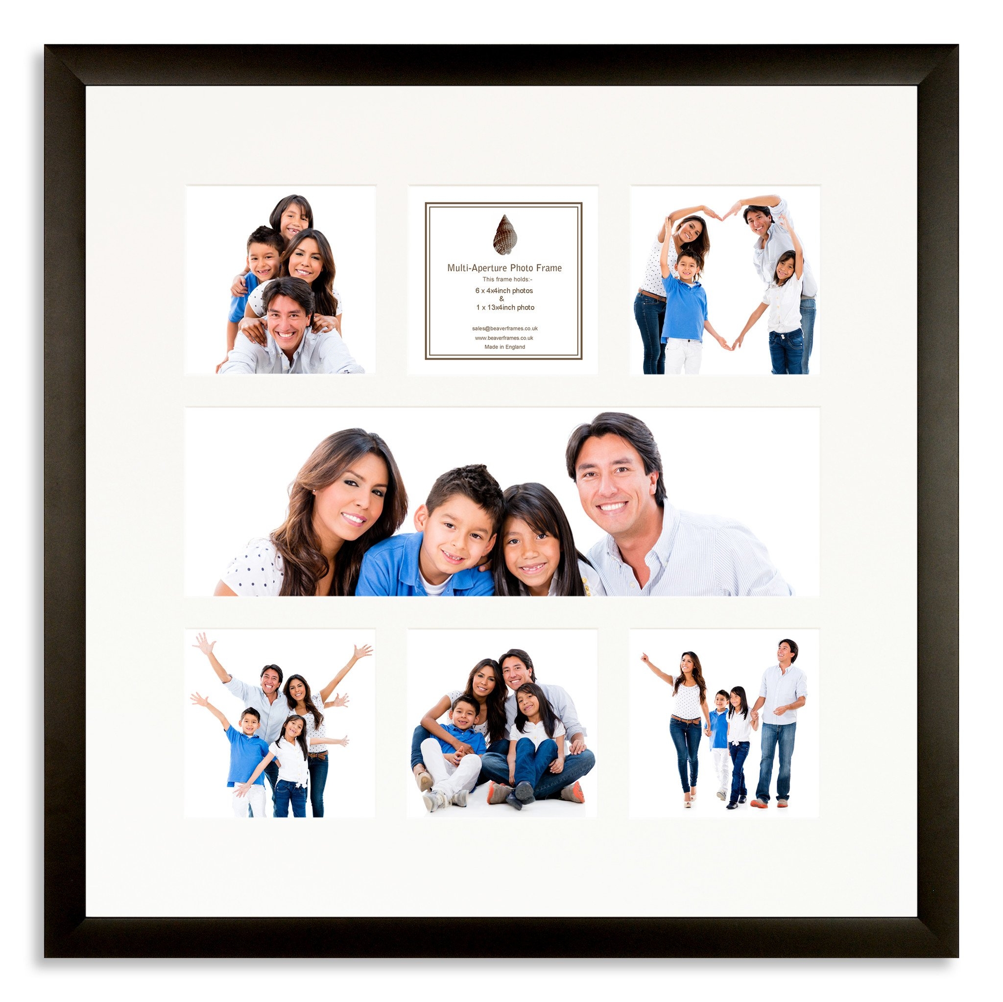 Black Wooden Multi Aperture Photo Frame for 7 photos (17x17inches)