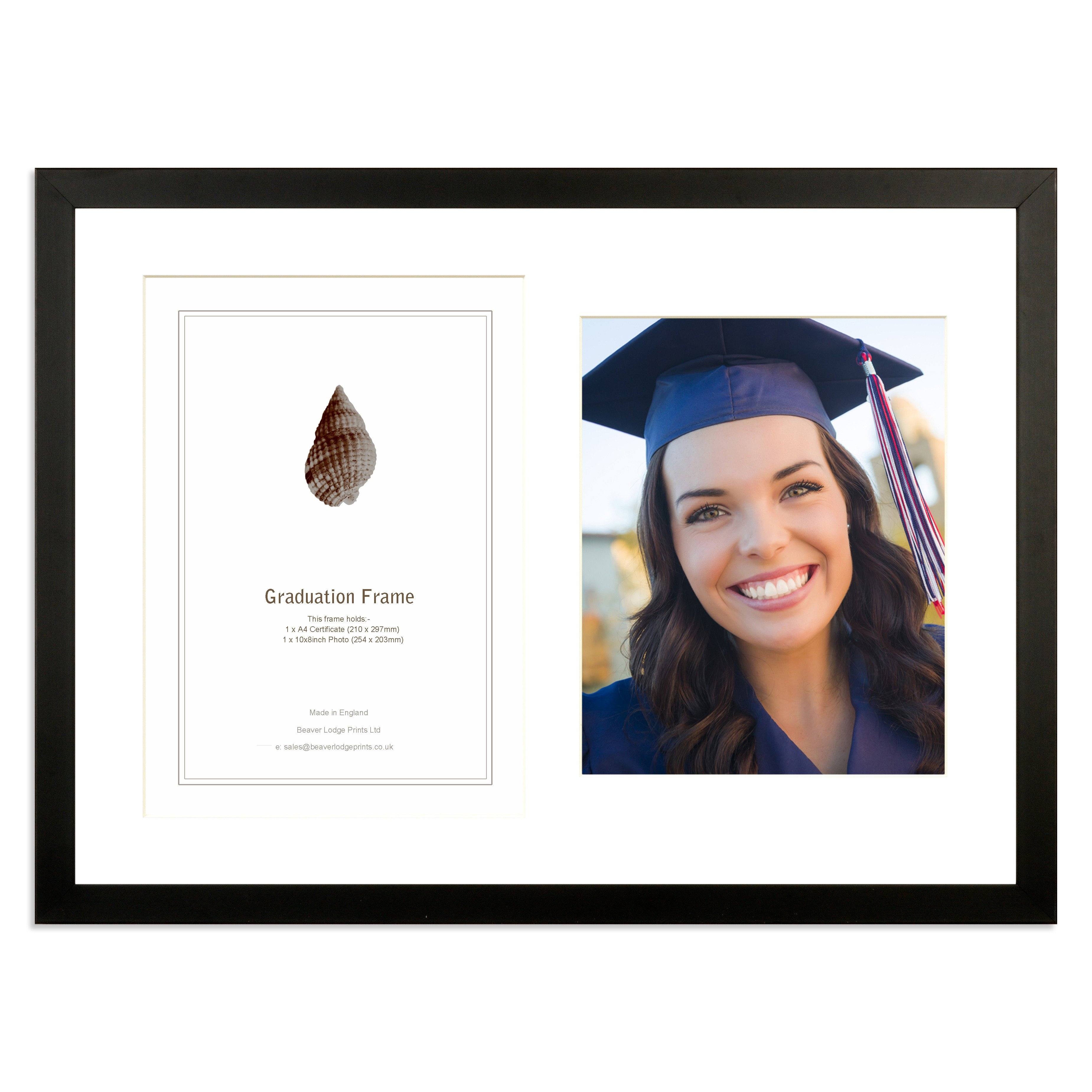 Black Wooden Graduation Frame for A4 Certificate and 10×8/8x10in Photo
