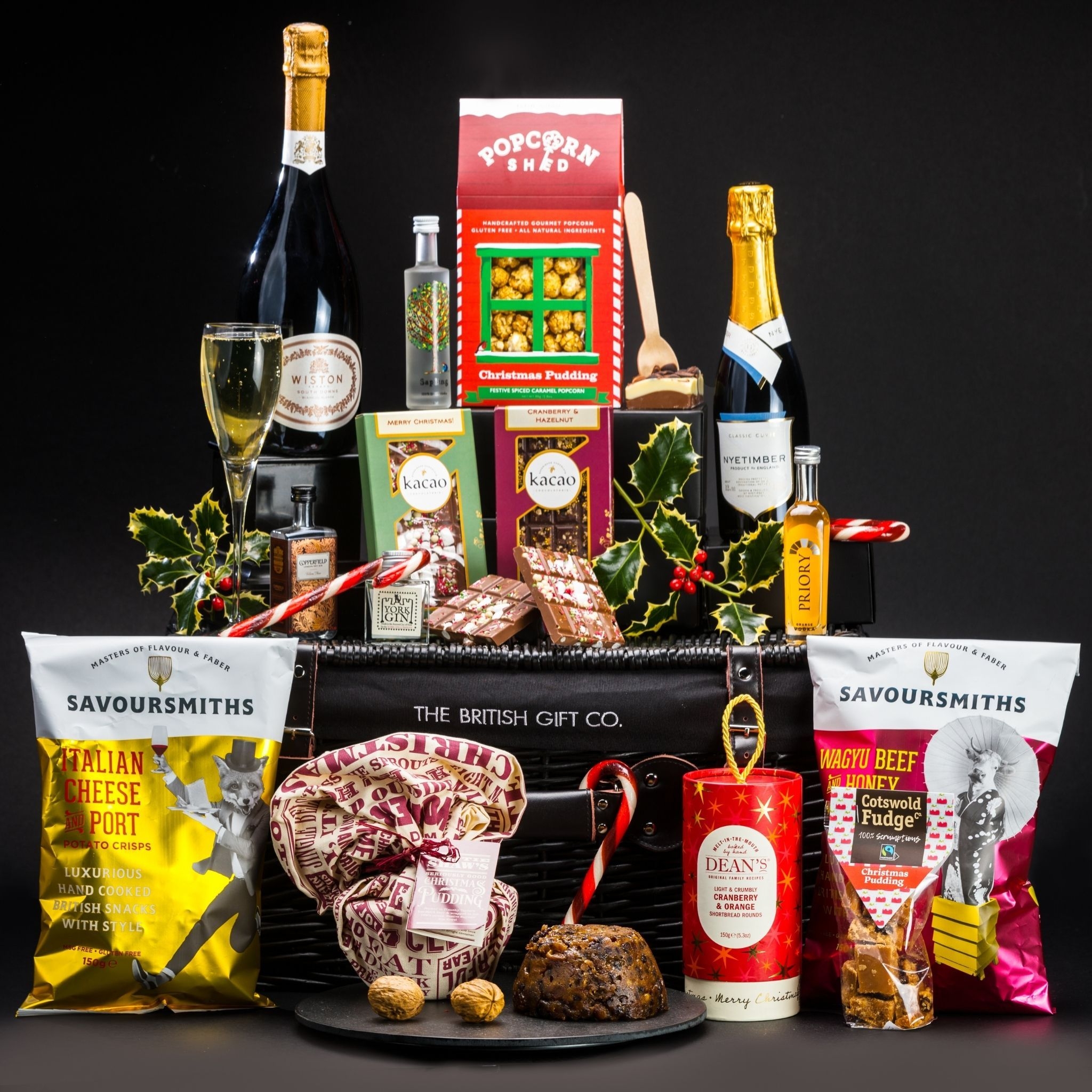 Christmas Food & Drink Hamper – Alcohol & Chocolate Family Gift Basket – The British Gift Co.