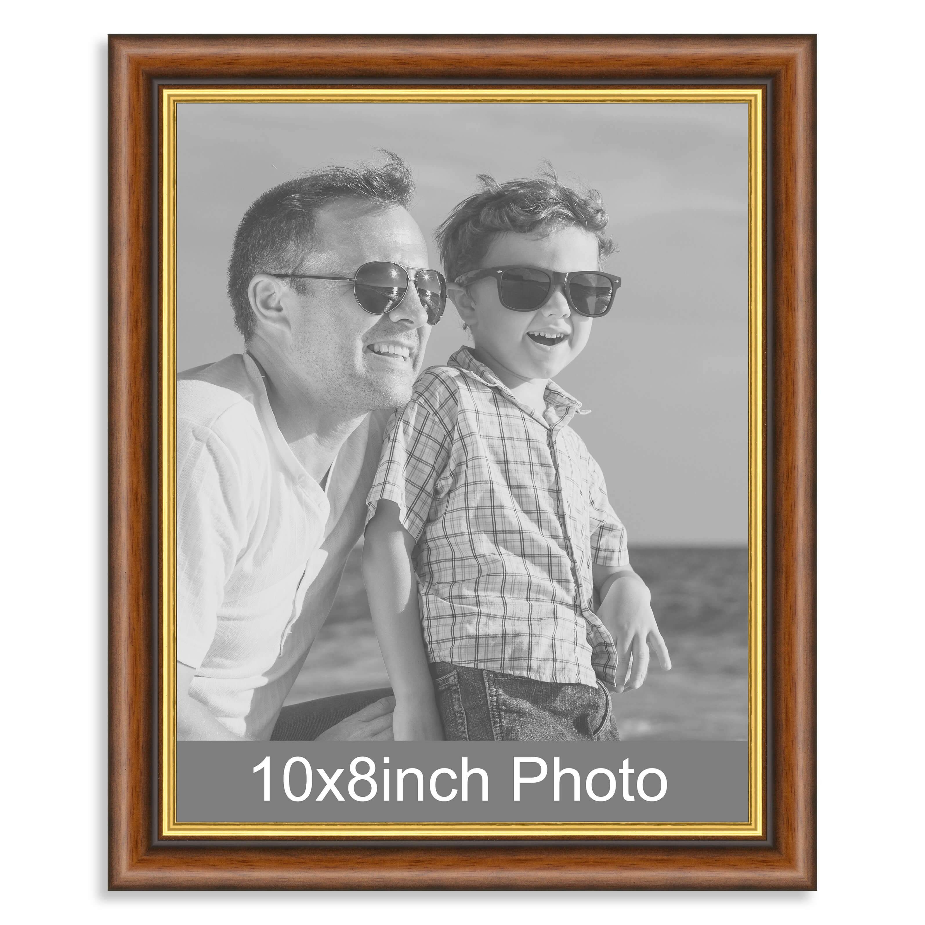 10 x 8inch Mahogany & Gold Wooden Photo Frame for a 10×8/8x10in image