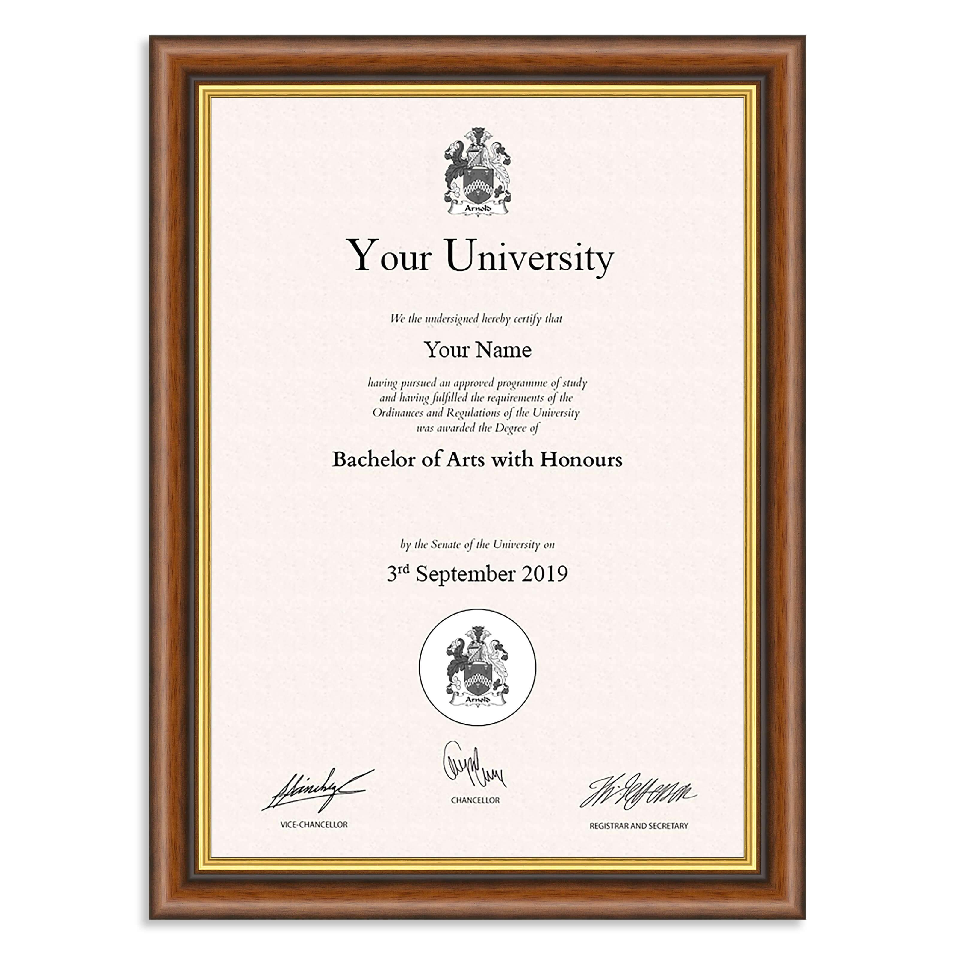 Classic Mahogany and Gold Wooden A4 Certificate Frame