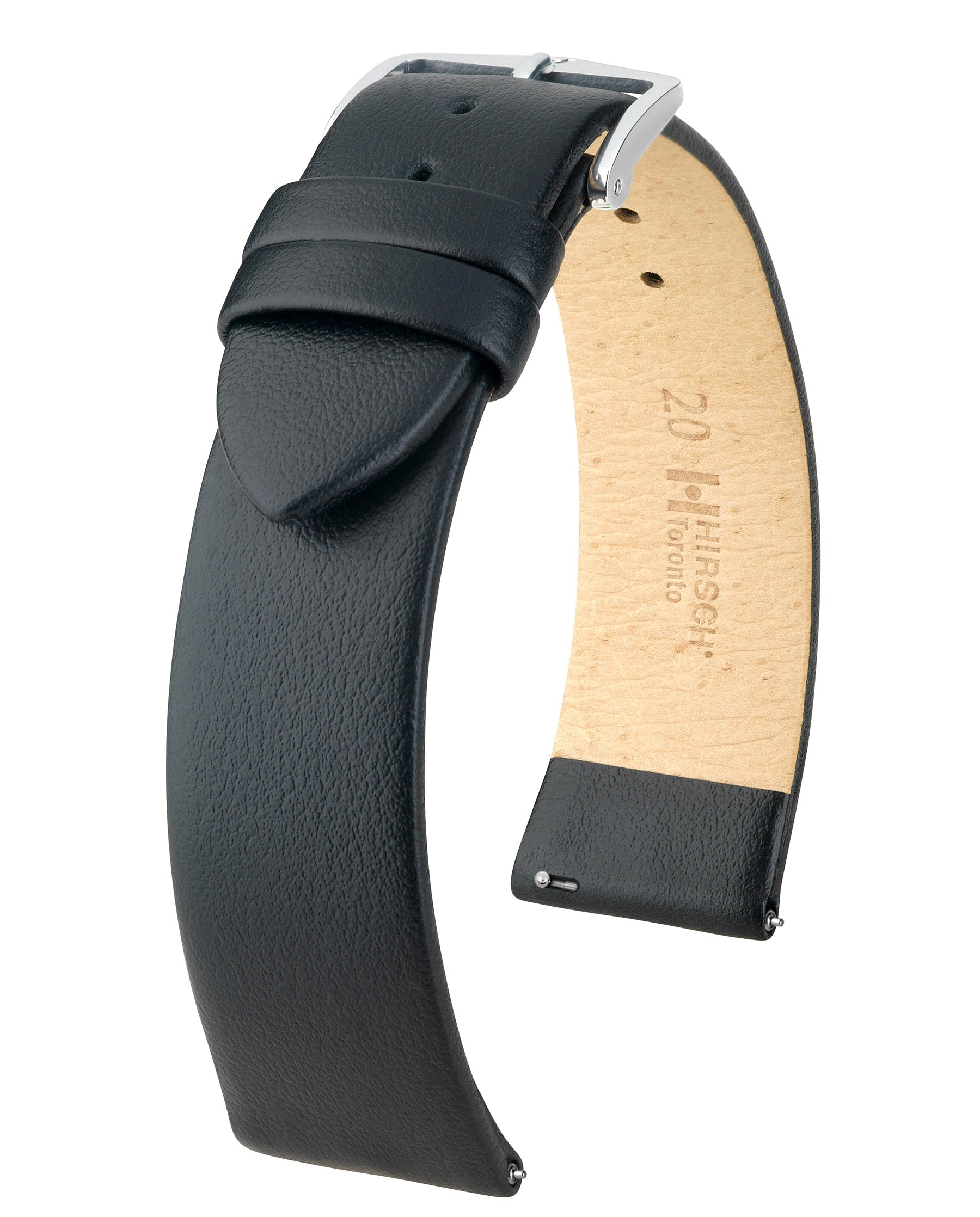 Hirsch Toronto Watch Band Black- 20mm / Medium (7″) – Strapped For Time