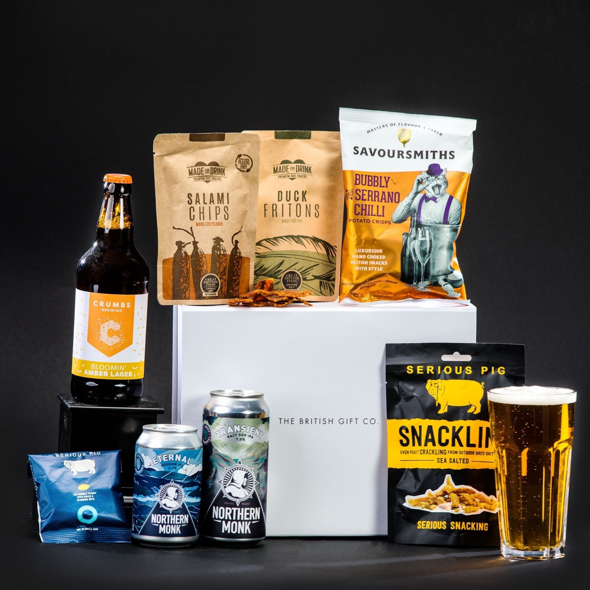 Beer Gift Set with Bar Snacks – Craft Ales from Local British Brewers – The British Gift Co.