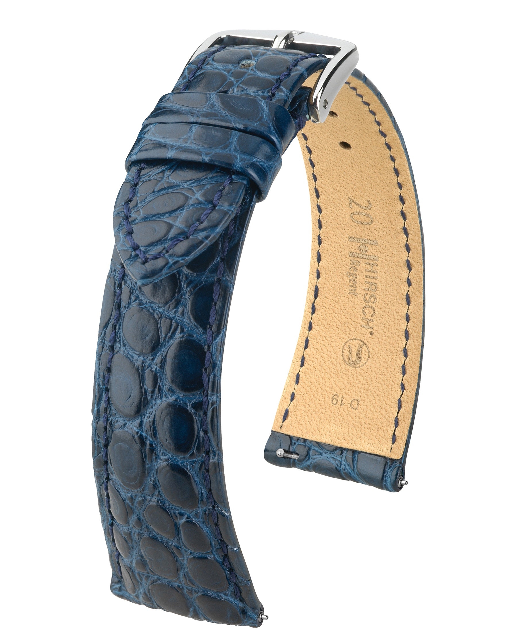 REGENT | Genuine Alligator Flank | Blue Medium Length- 16mm – Strapped For Time
