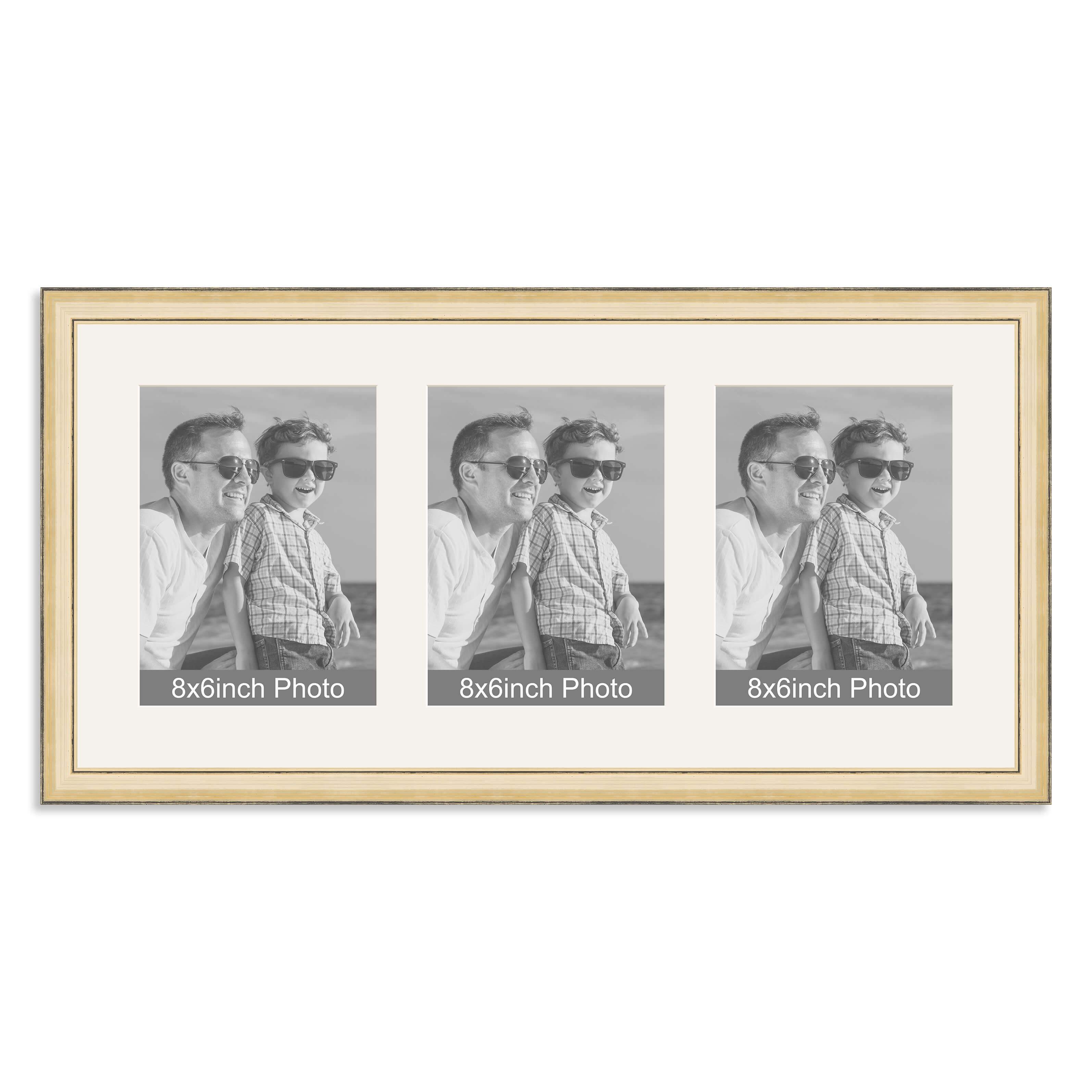 Gold Multi Aperture Frame for three 8×6/6x8in Photos