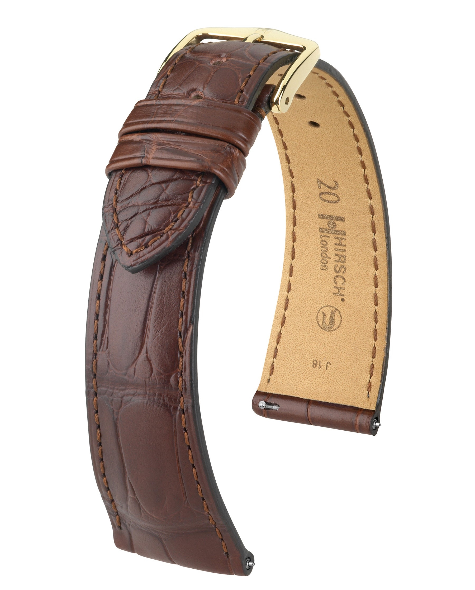 Hirsch London Genuine Louisiana Alligator Brown- 20x18mm – Strapped For Time