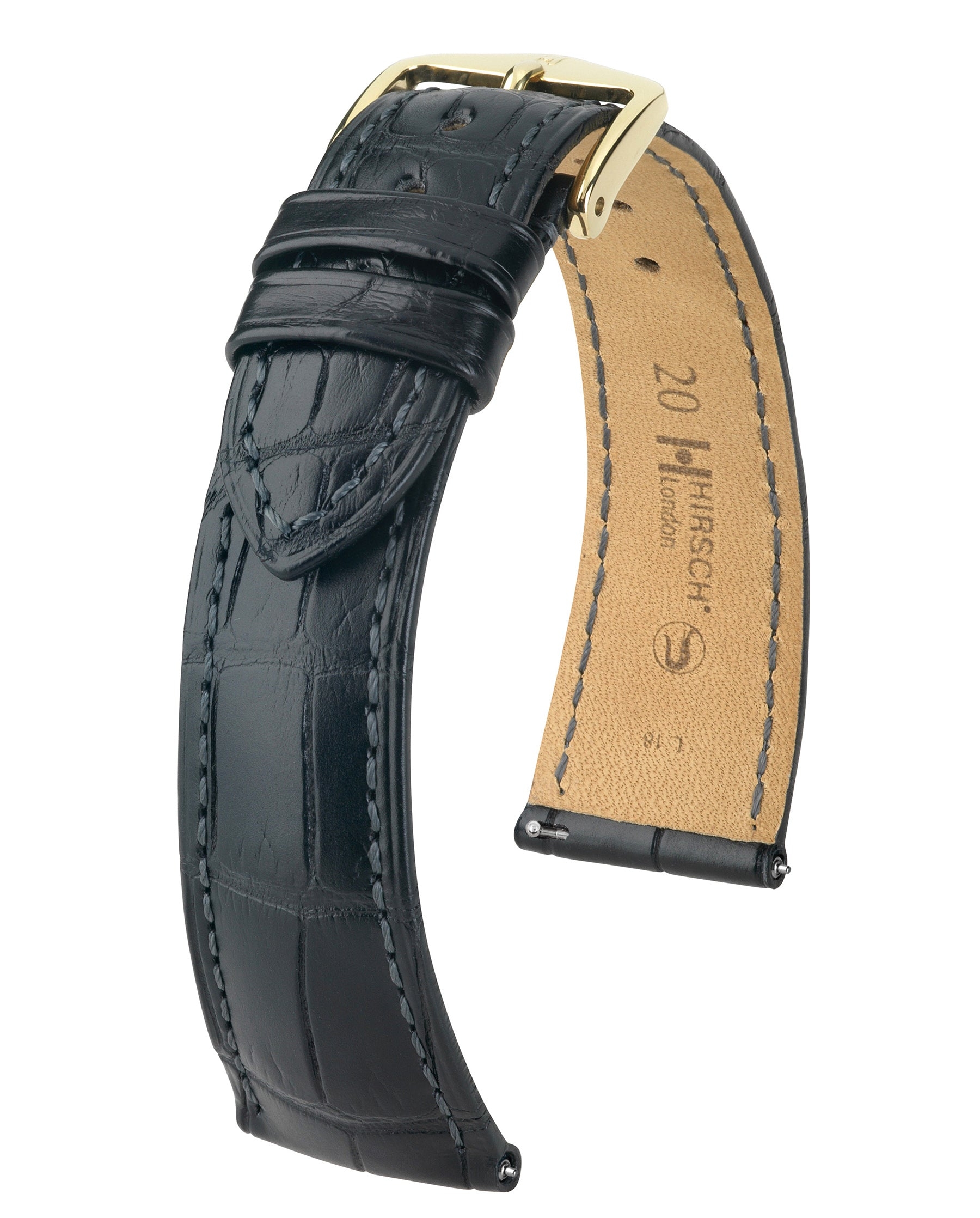 Hirsch London Genuine Louisiana Alligator Black- 20x18mm – Strapped For Time