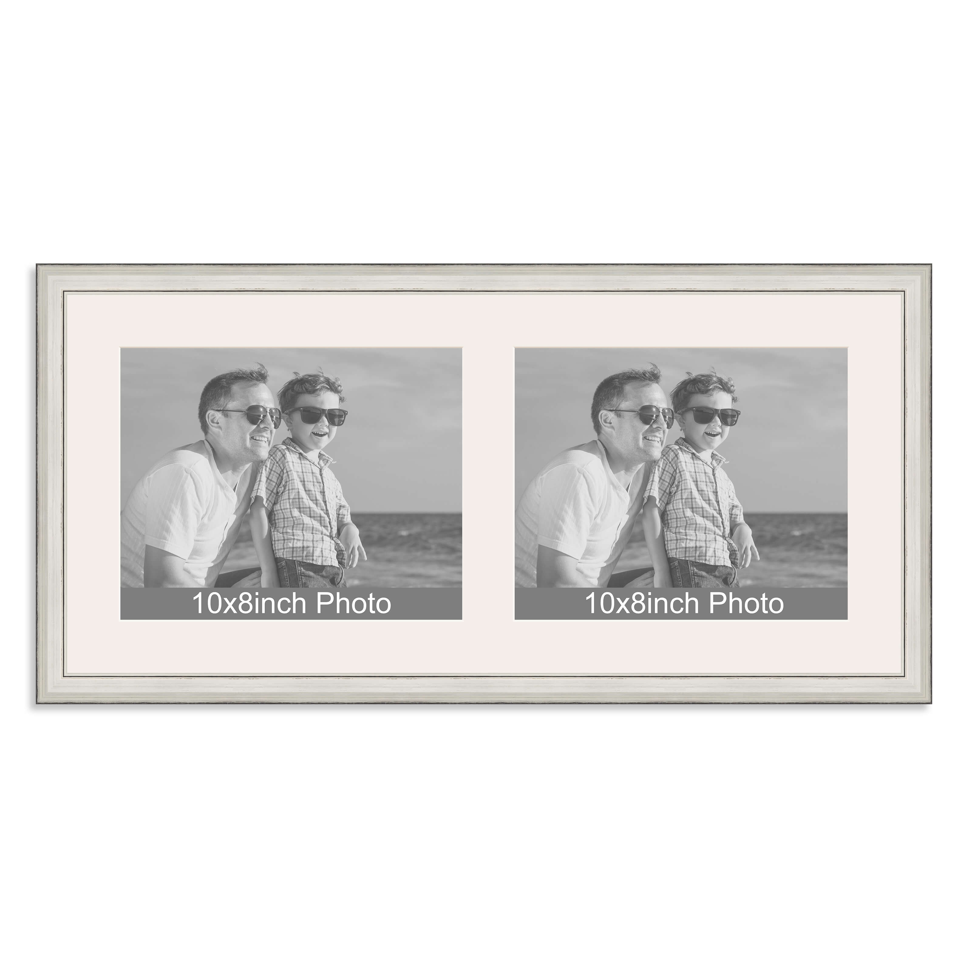 Silver Multi Aperture Frame for two 10×8/8x10in landscape Photos