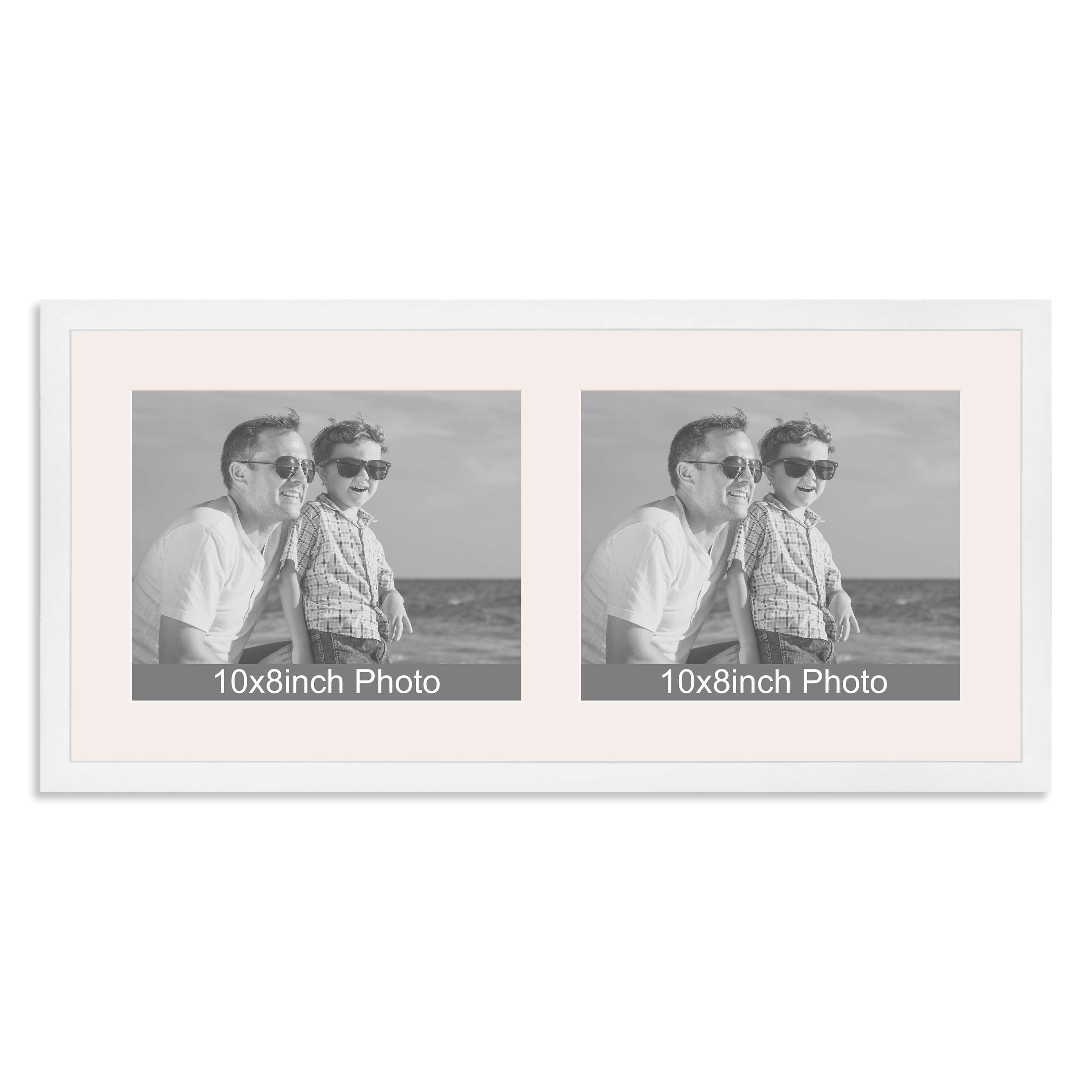 Matt White Multi Aperture Frame for two 10×8/8x10in landscape Photos