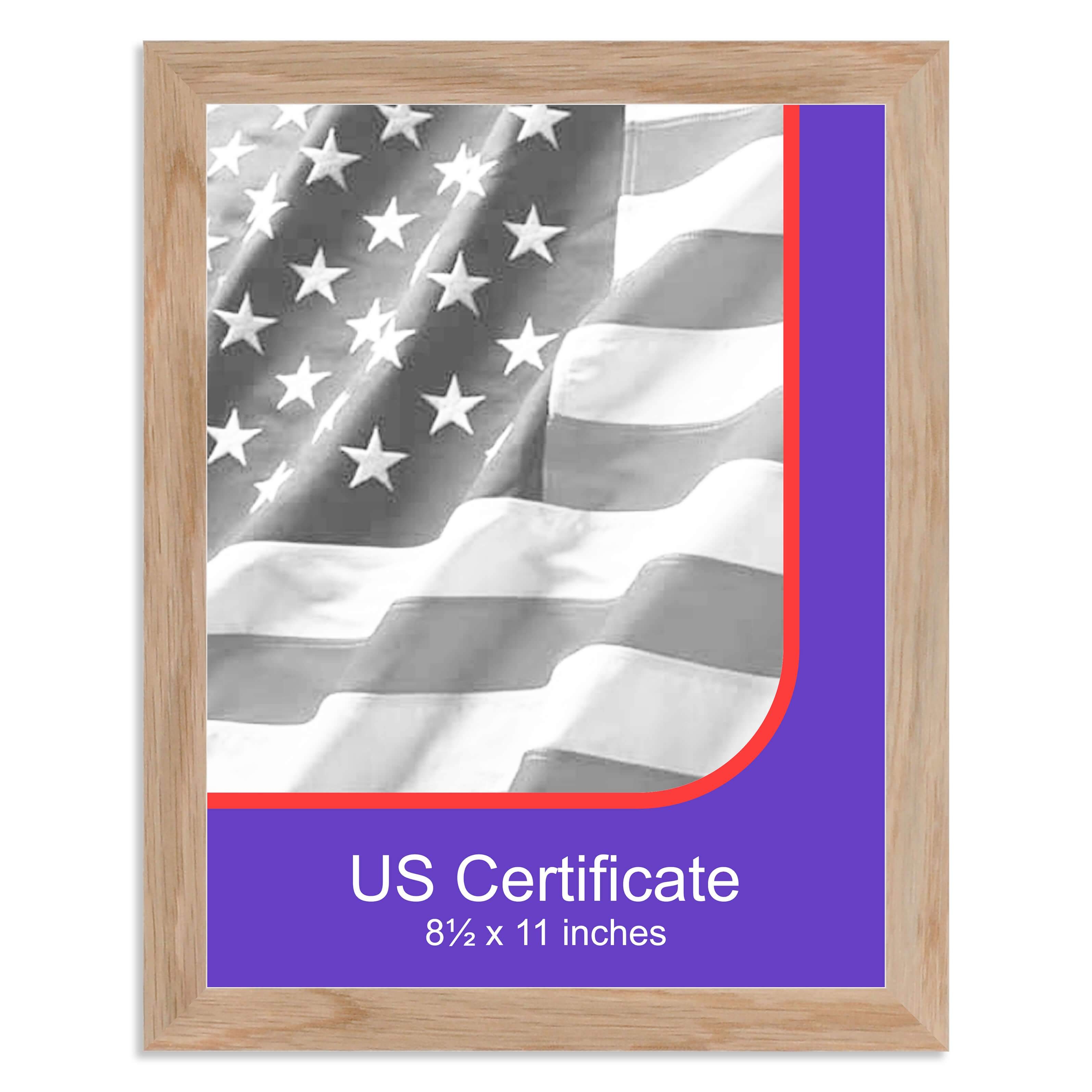 Classic Solid Oak US Certificate (8.5 x 11in) Frame