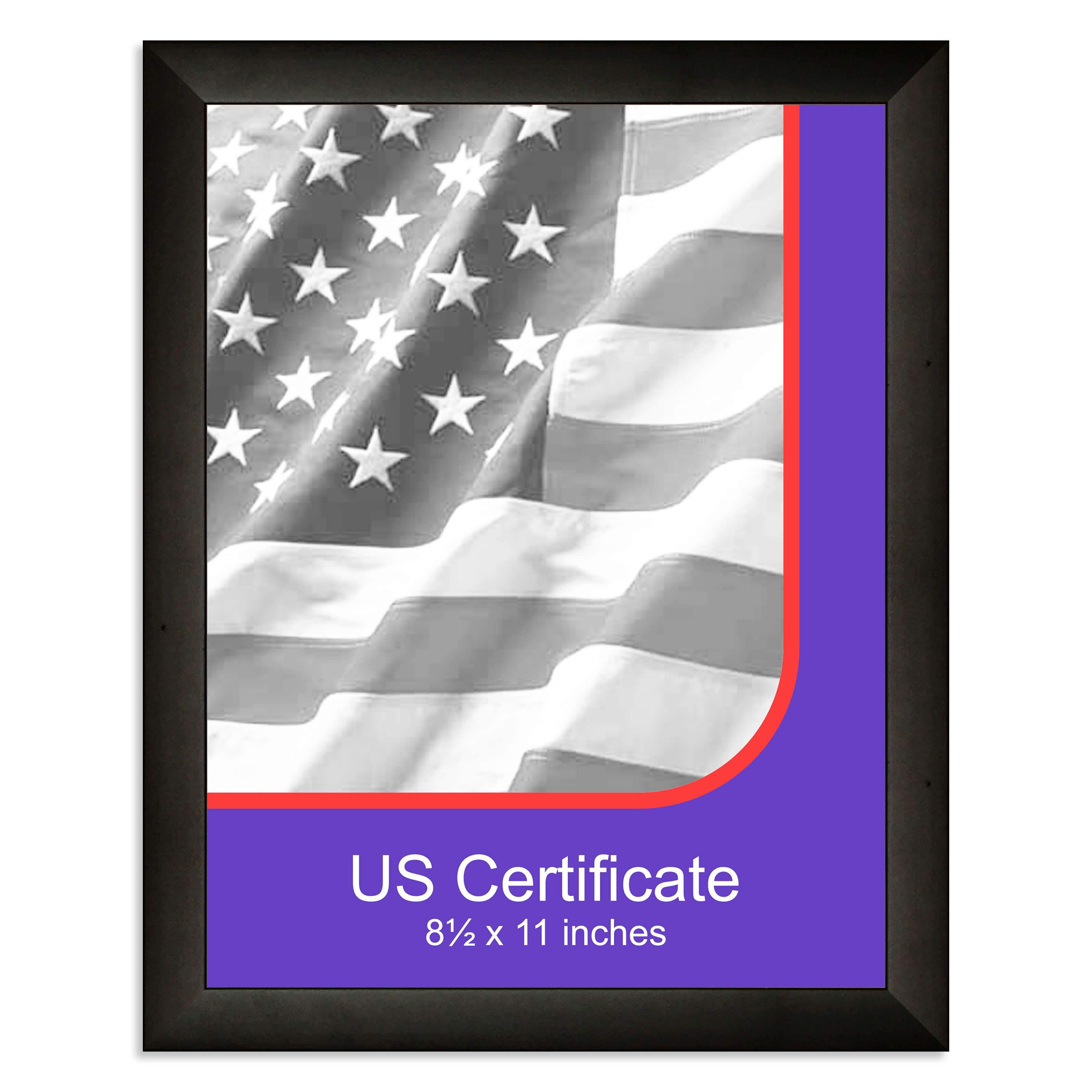Classic Black Wooden US Certificate (8.5 x 11in) Frame