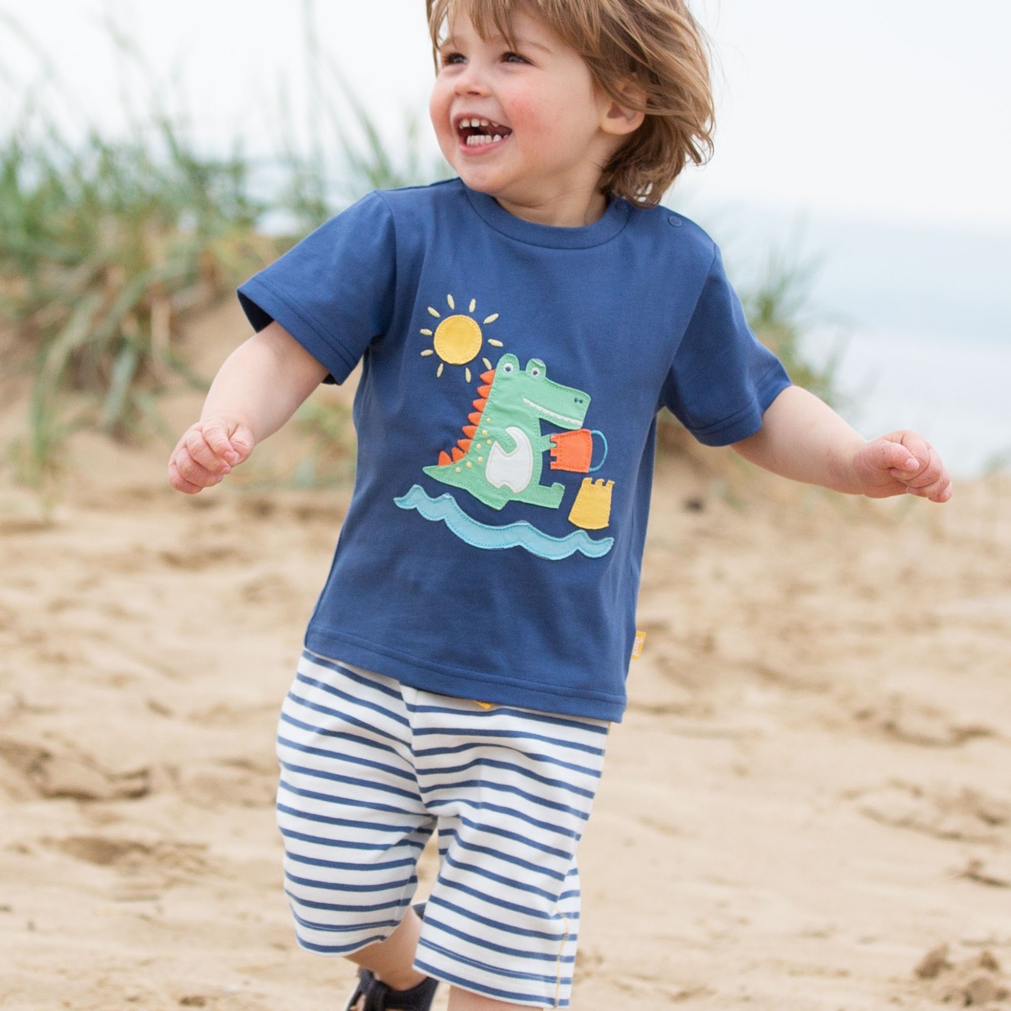 Kite Toddler Croc Crocodile Castle Organic Cotton T-shirt – Blue – 12-18 months