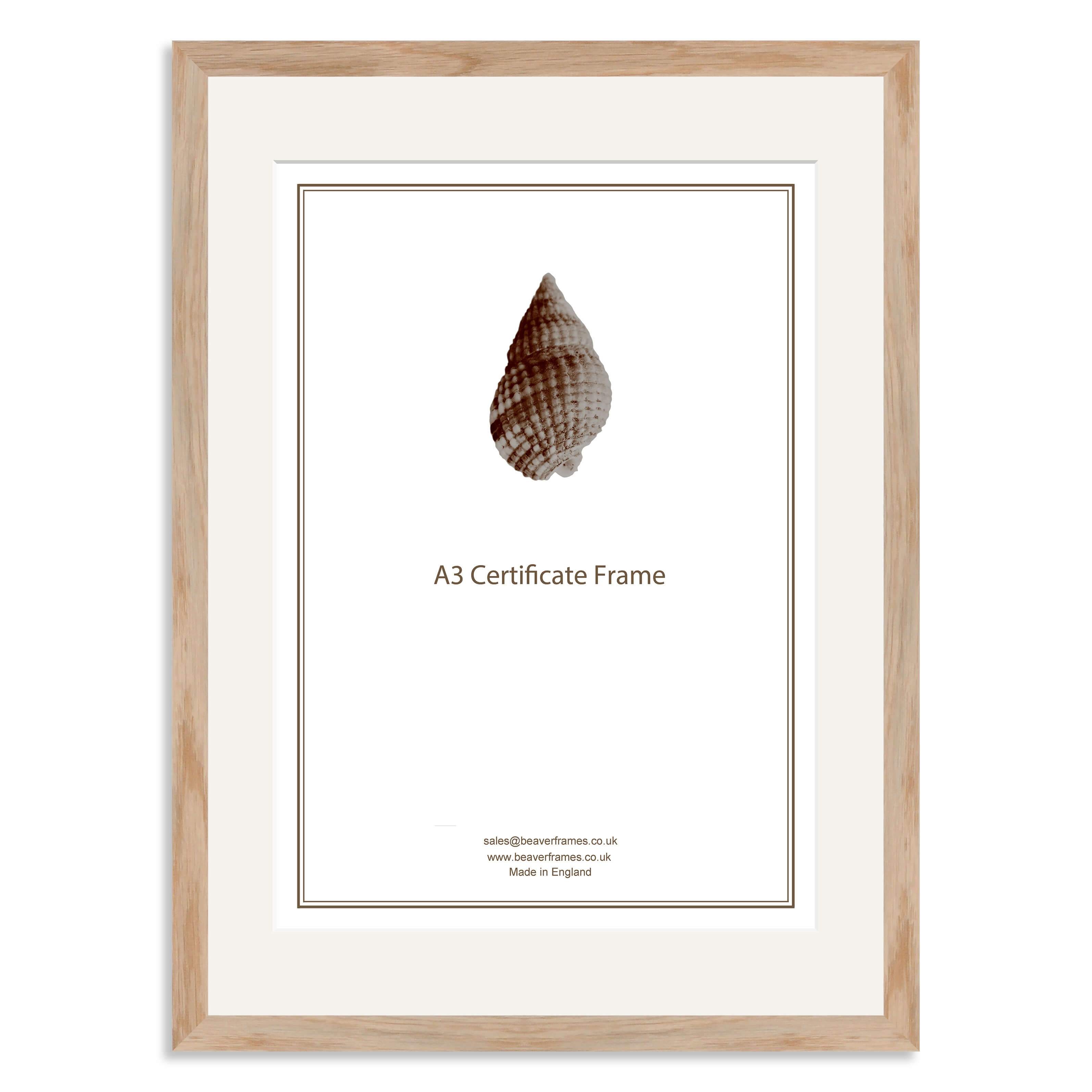 Elite Collection: Solid Oak Frame and Mount for A3 Certificate