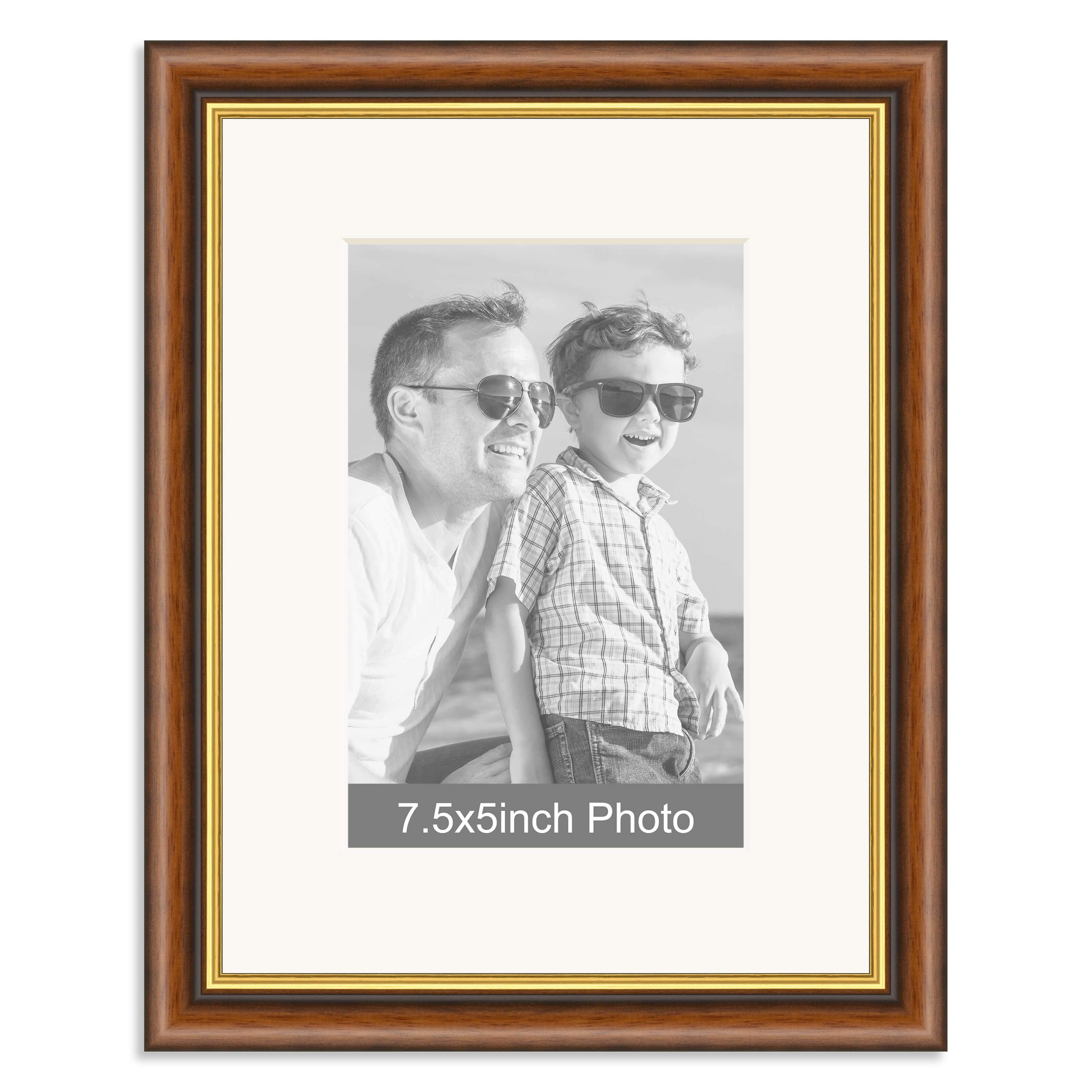 Mahogany & Gold Wooden Photo Frame with mount for a 7.5×5/5×7.5in Photo