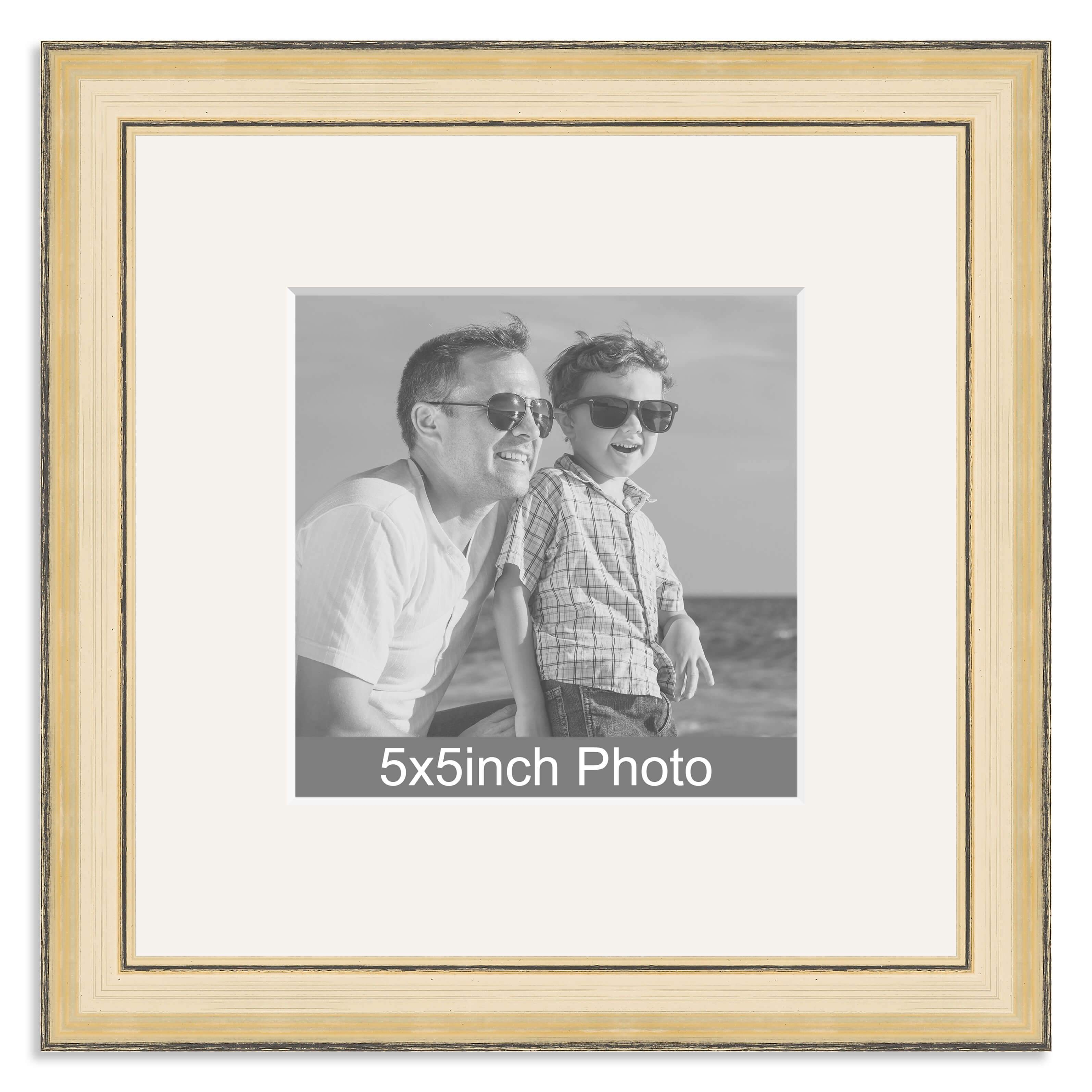 Gold Wooden Photo Frame with mount for a 5x5in Photo