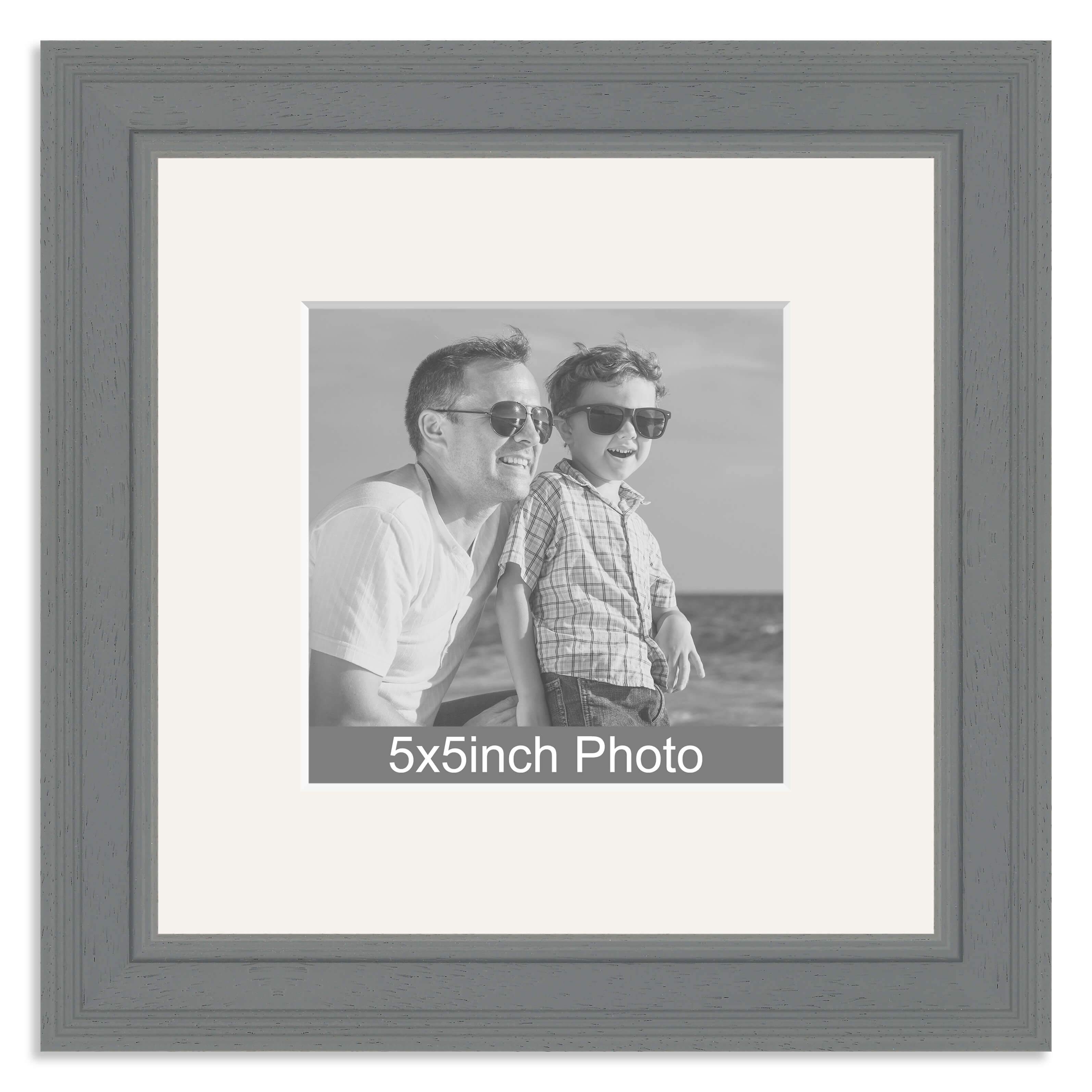 Grey Wooden Photo Frame with mount for a 5x5in Photo